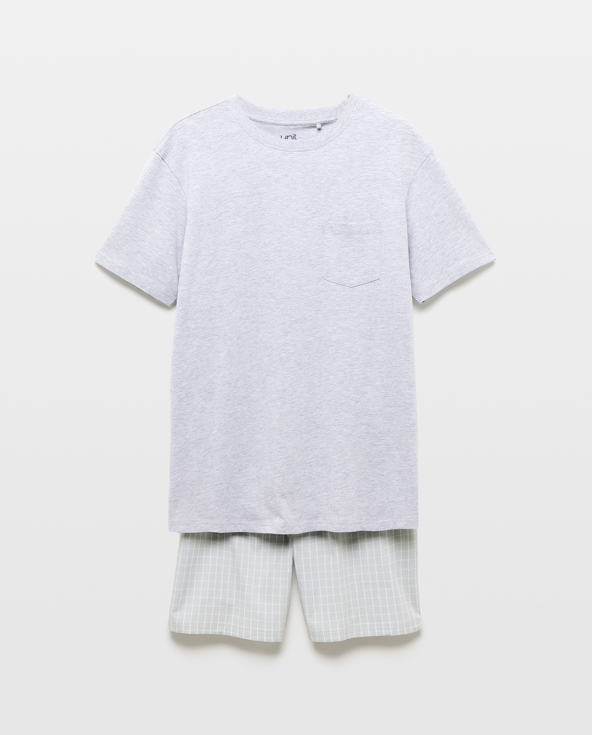 Pijama hombre algodón combinado corto 820 Gris medio-3