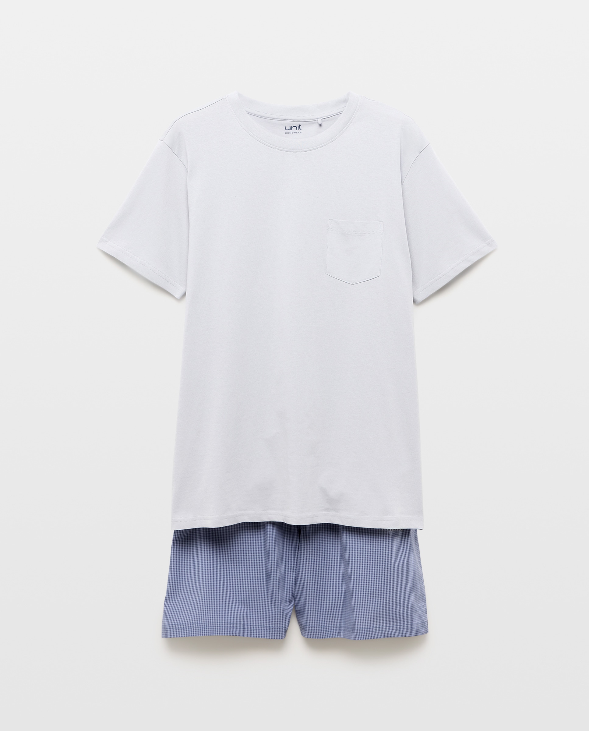 Pijama hombre algodón combinado corto 410 Azul claro-3
