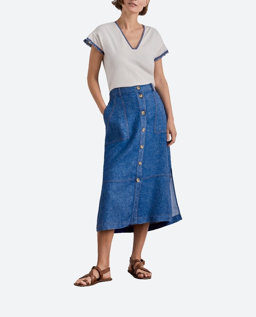 Imagen 0 de Falda 100% lino lisa