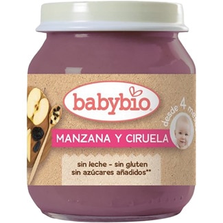 tarrito de manzana y ciruela ecológico sin leche sin gluten desde 4 meses tarro 130 g - Babybio