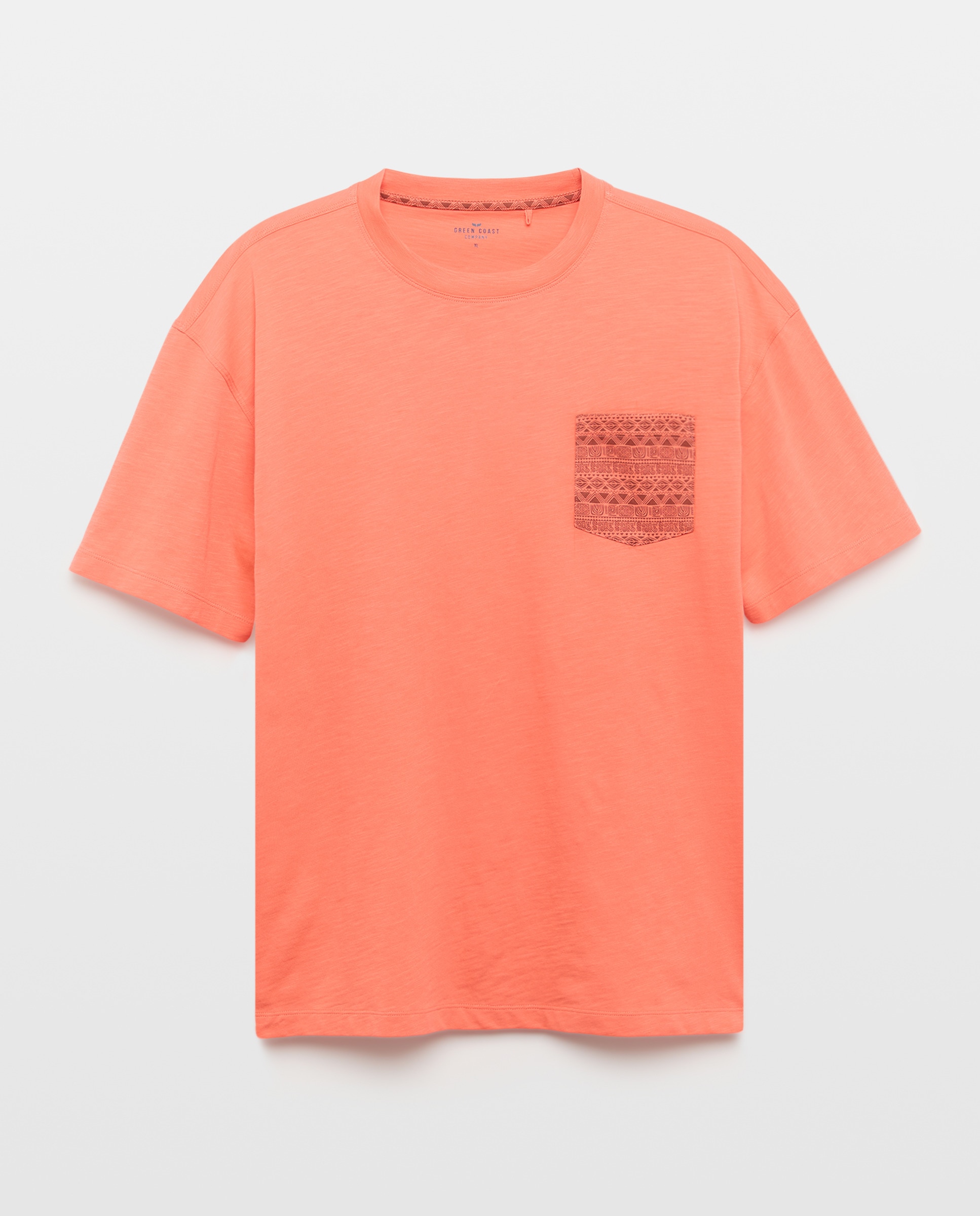 T-shirt de Manga Curta com Bolso e Estampado Geométrico 600 Vermelho-4