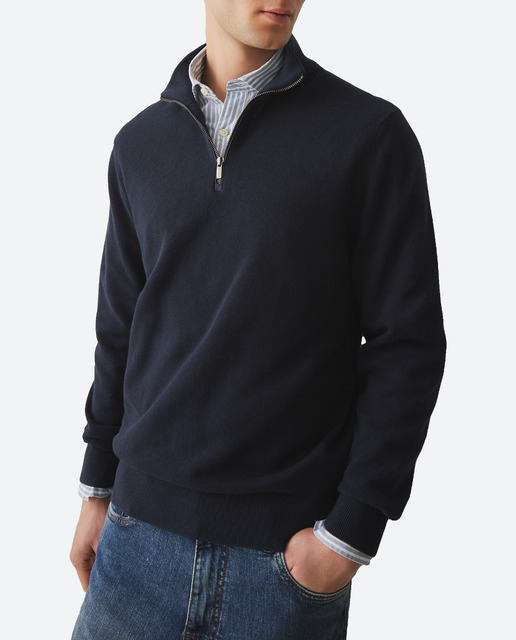 Imagen 0 de Jersey de hombre con cuello de media cremallera estructura