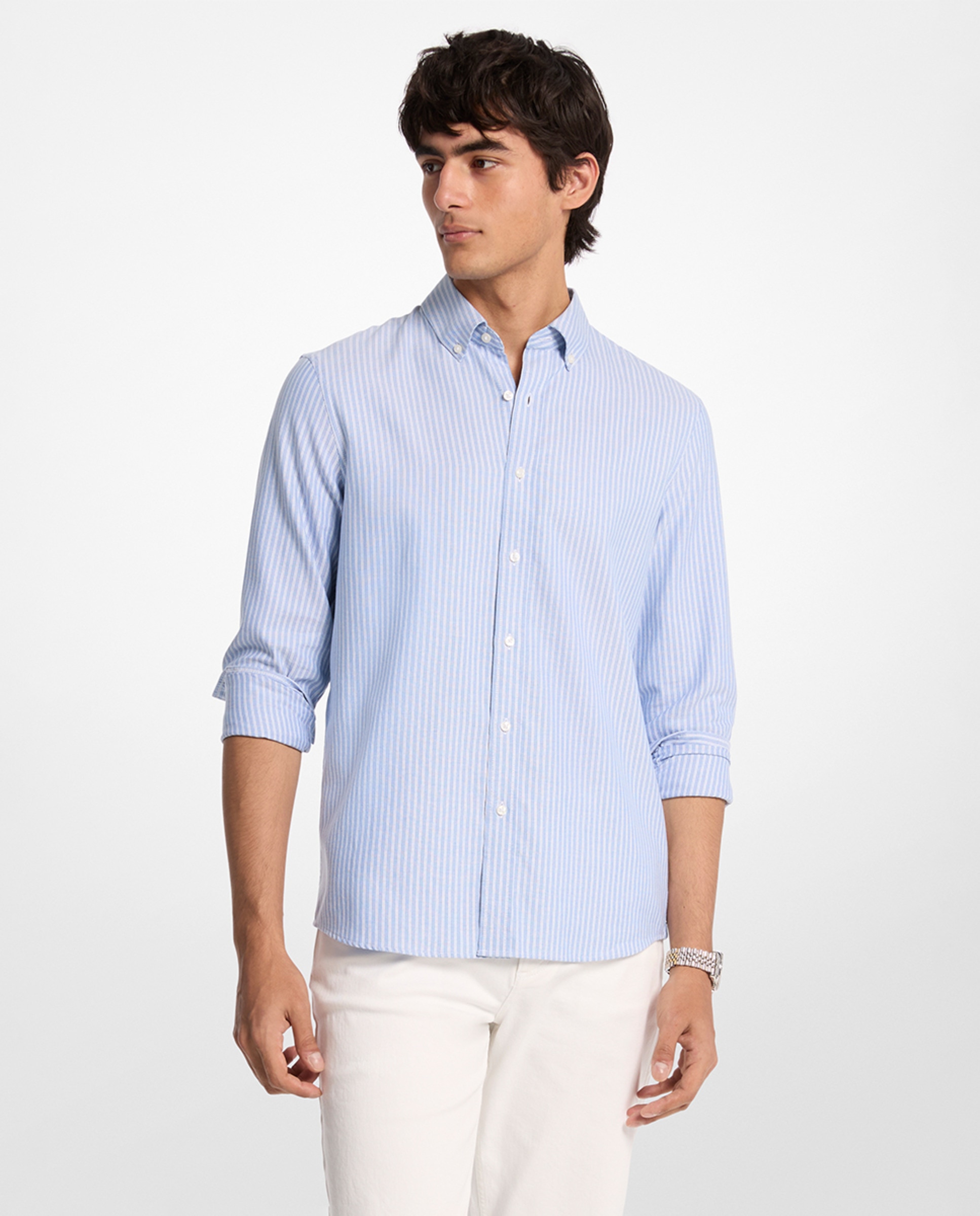 Imagem 0 de Camisa em Tecido Oxford às Riscas