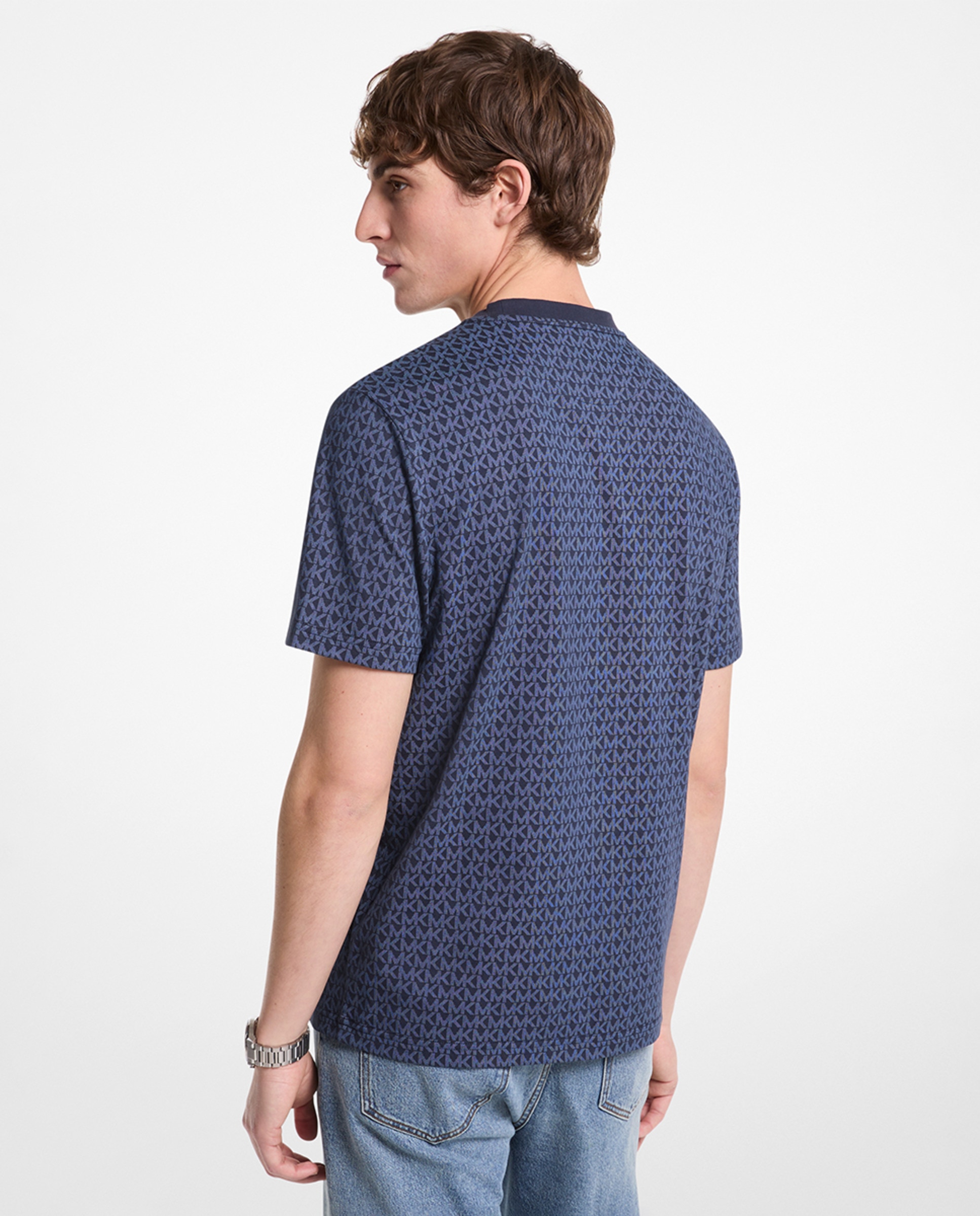 Camiseta de hombre manga corta logos - Michael Kors - Beige Azul marino-2