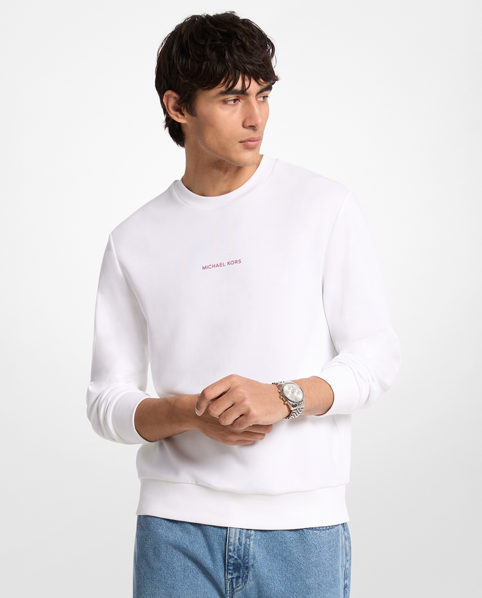 Sweatshirt com Logótipo à Frente e Estampado Atrás Branco-1
