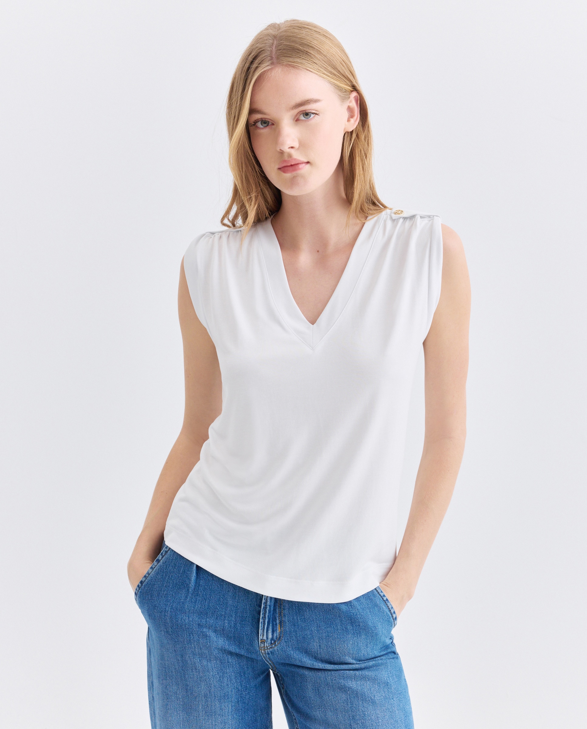 T-shirt de manga curta de mulher Branco-1