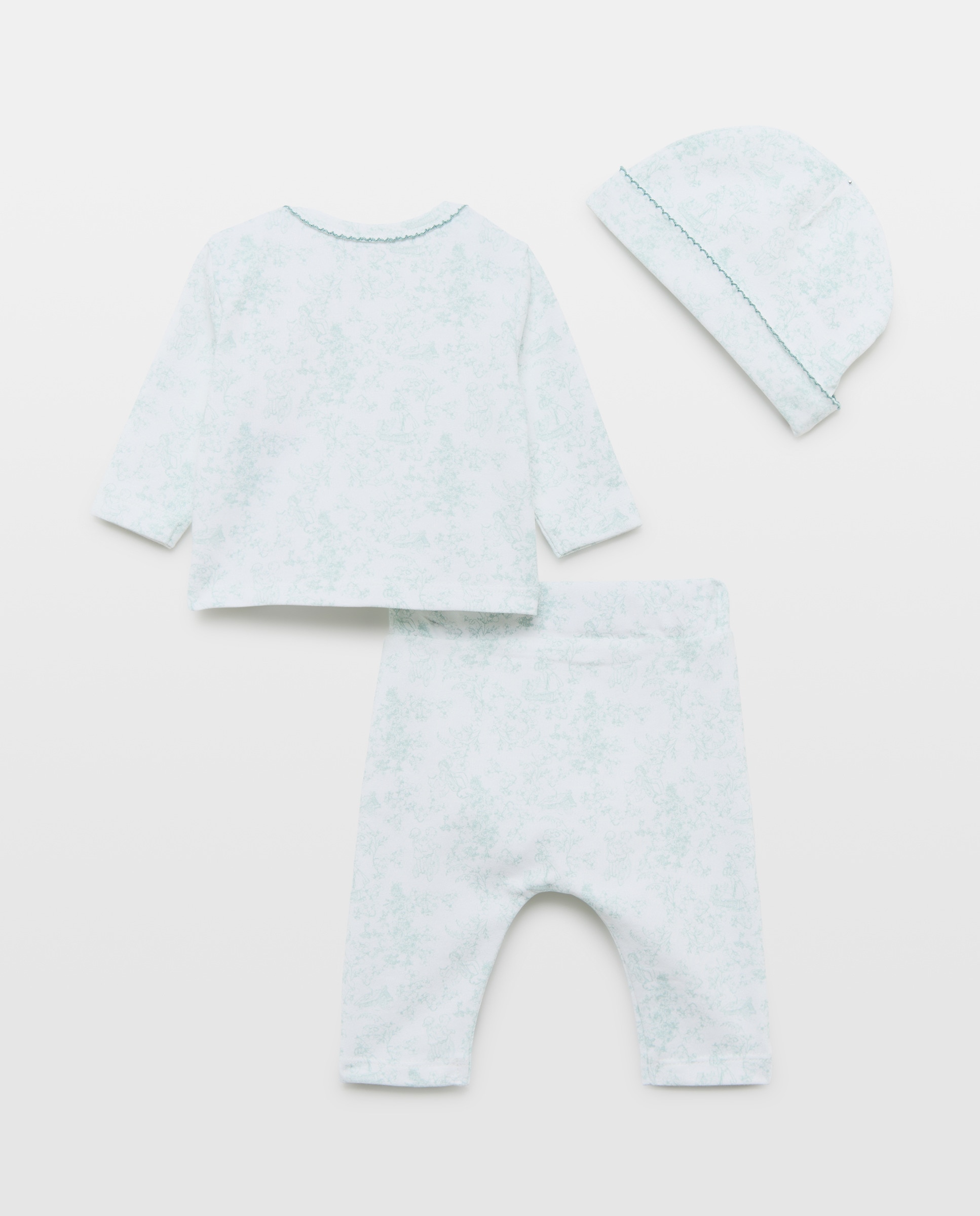 Conjunto de 3 Peças de Bebé: Camisola de Manga Comprida com Polainas sem Pés e Gorro Coconut El Corte Inglés Verde-2