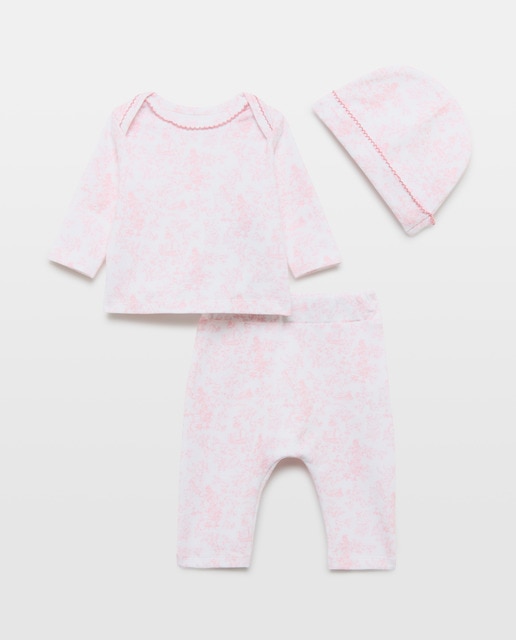 Imagen 0 de Conjunto 3 piezas camiseta manga larga con polaina sin pies y gorro de bebé