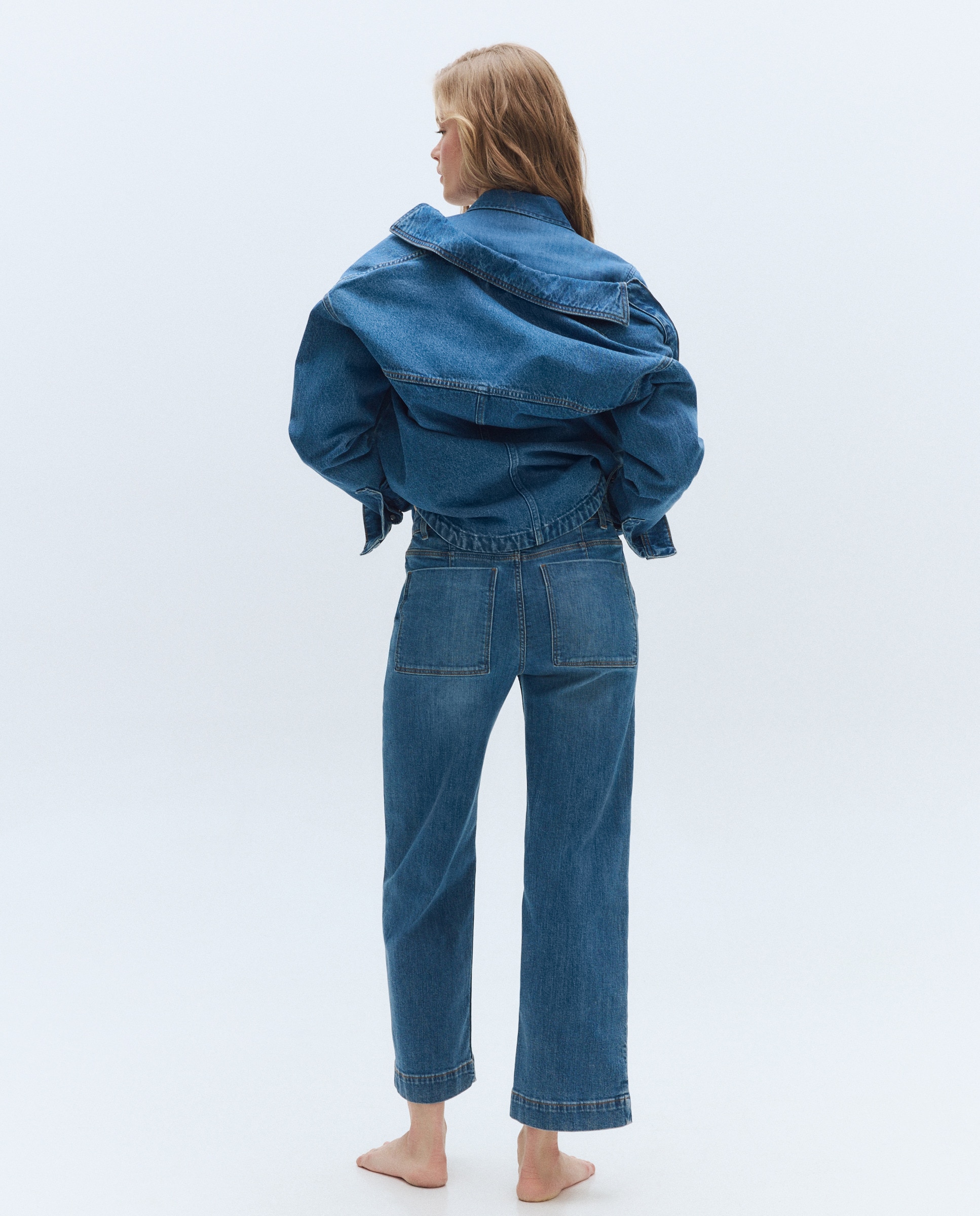 Pantalón denim de mujer crop culotte abotonado - Easy Wear - Indigo Indigo-4