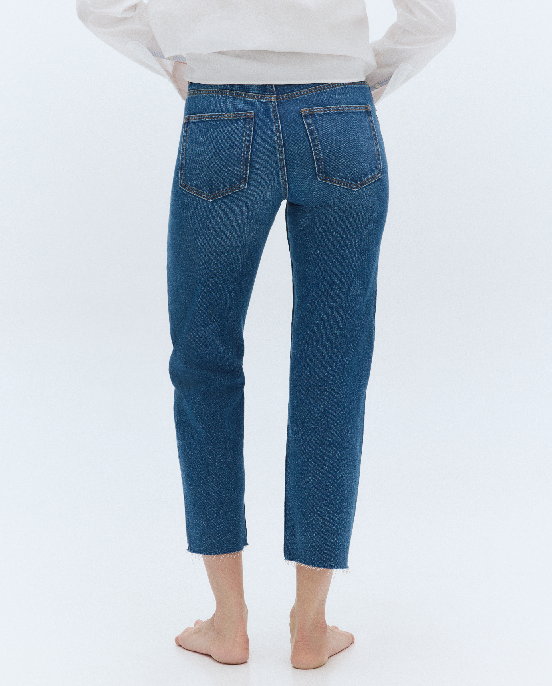 Jeans Straight Cropped com Cintura Subida Índigo-3