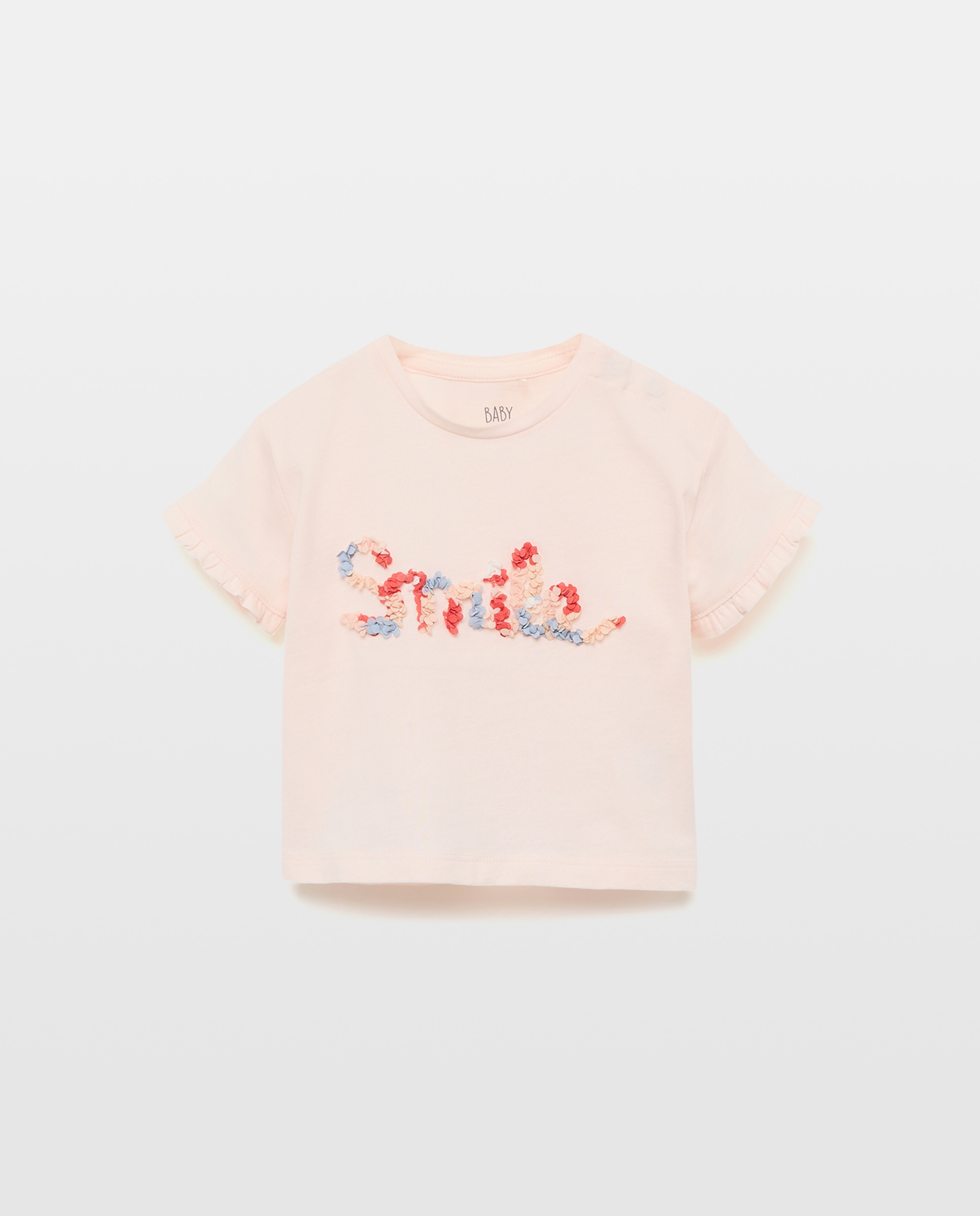 T-shirt de Bebé com Manga Curta e Pétalas Love 200 Rosa-1