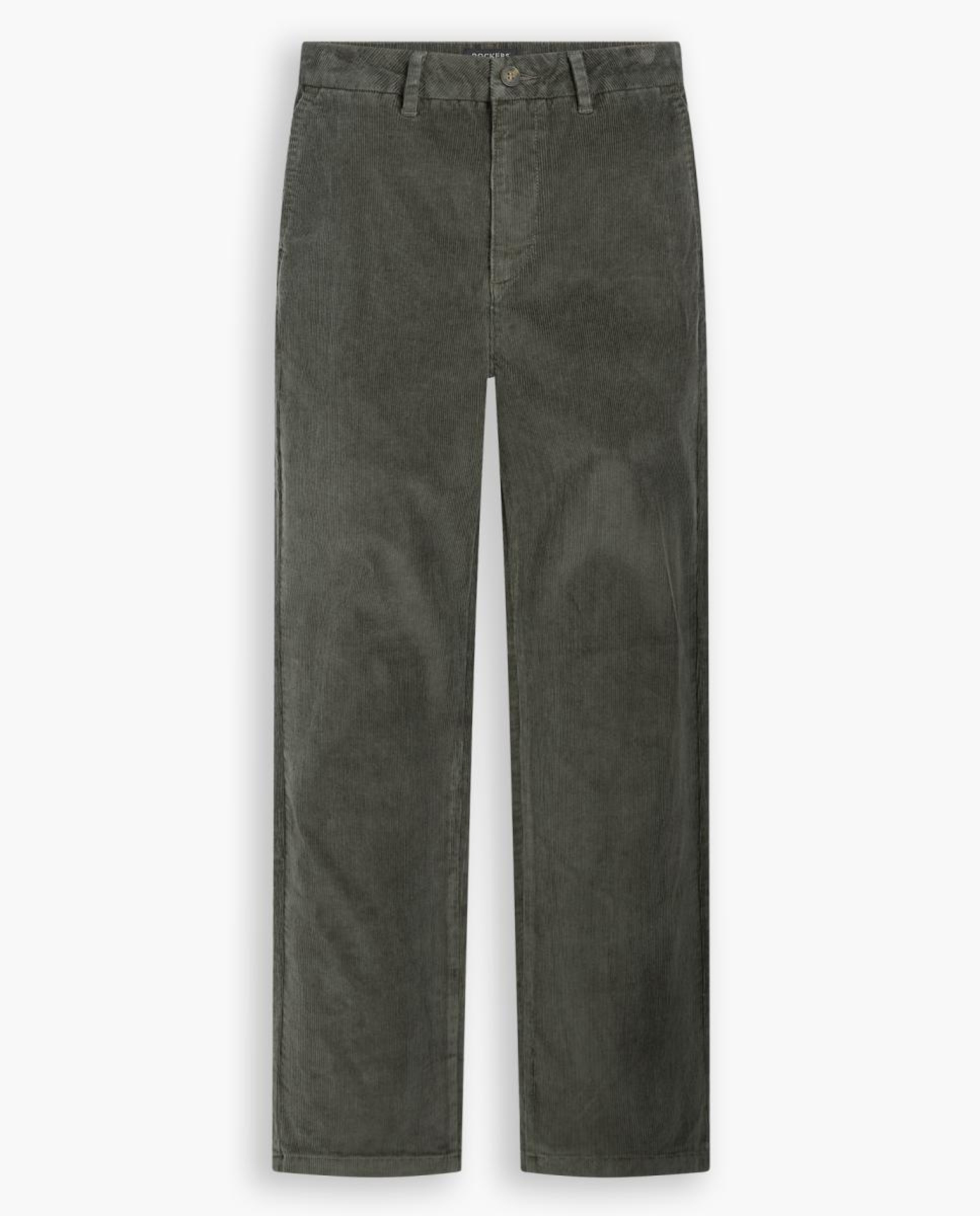 Calças Regular de Cintura Subida Verde-escuro-3