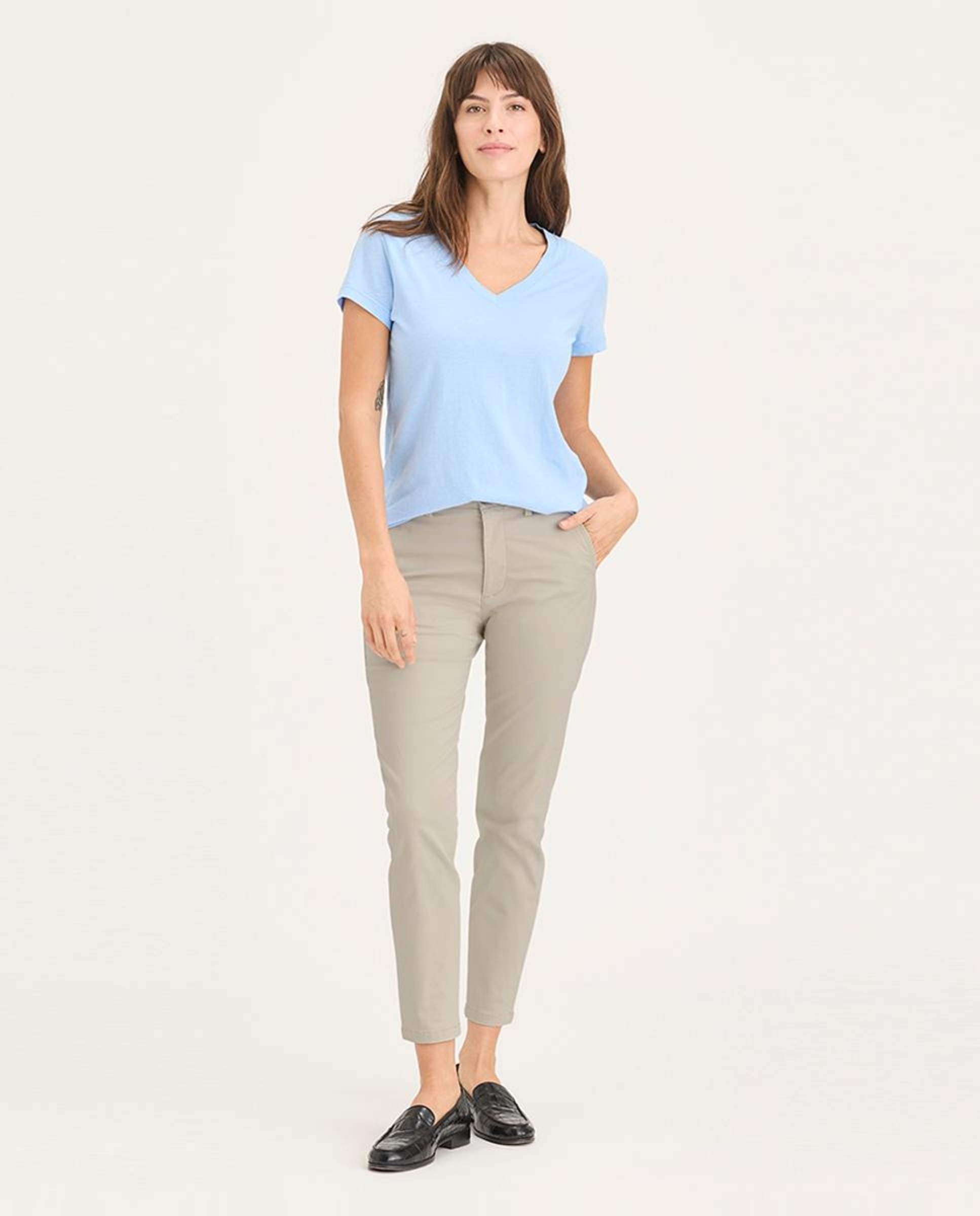 Calças Chino Skinny Caqui-1