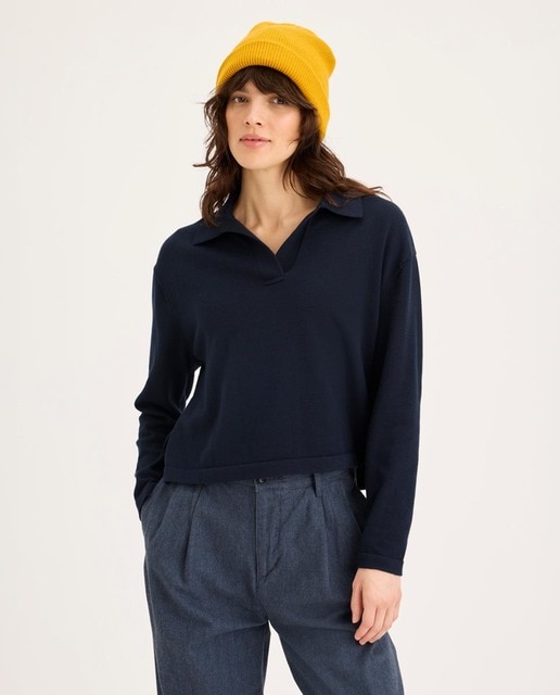 Imagem 0 de Camisola de Malha de Inspiração de Polo com Manga Comprida