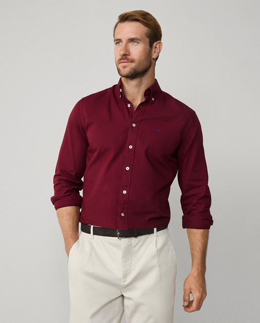 Imagen 0 de Camisa Oxford de hombre classic fit teñida en prenda con logo bordado tallas grandes