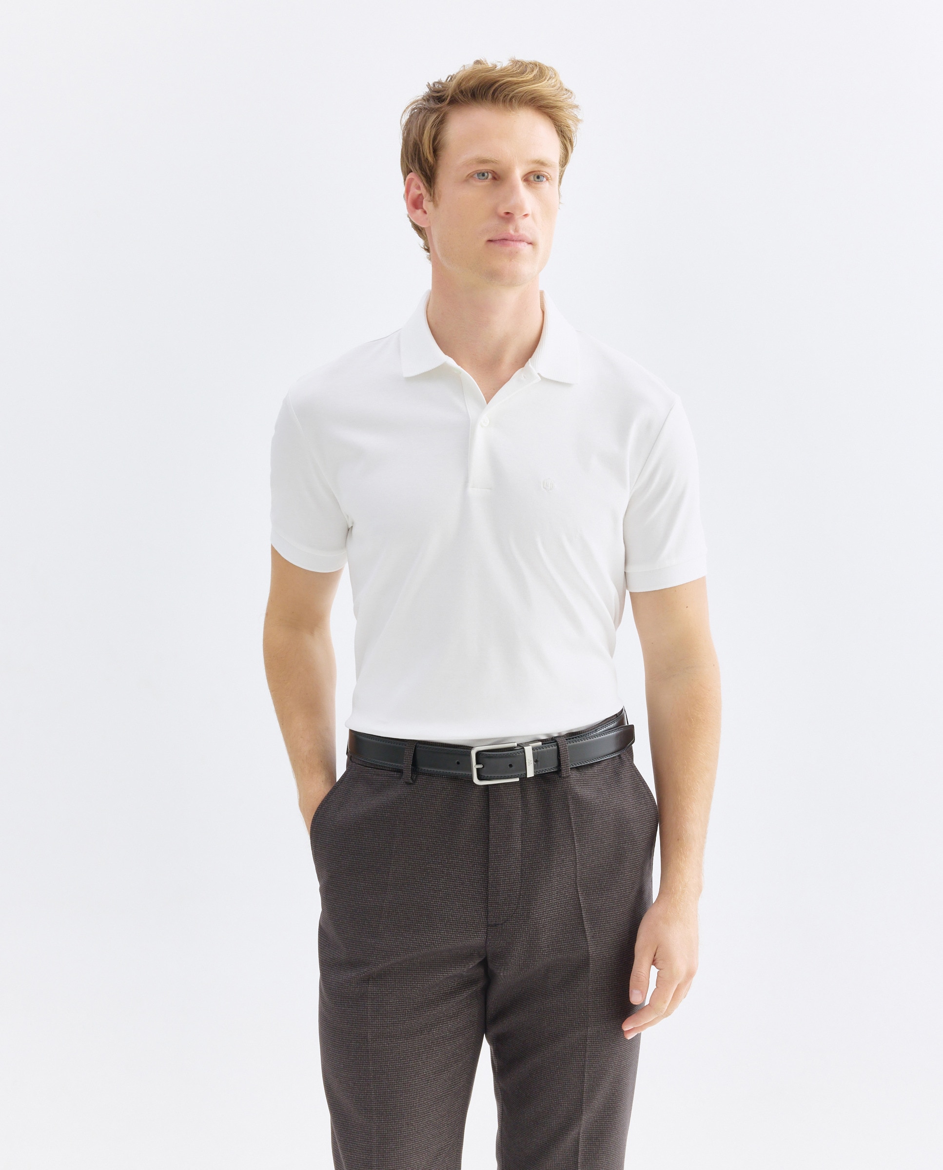 Polo de homem de manga curta Branco-2