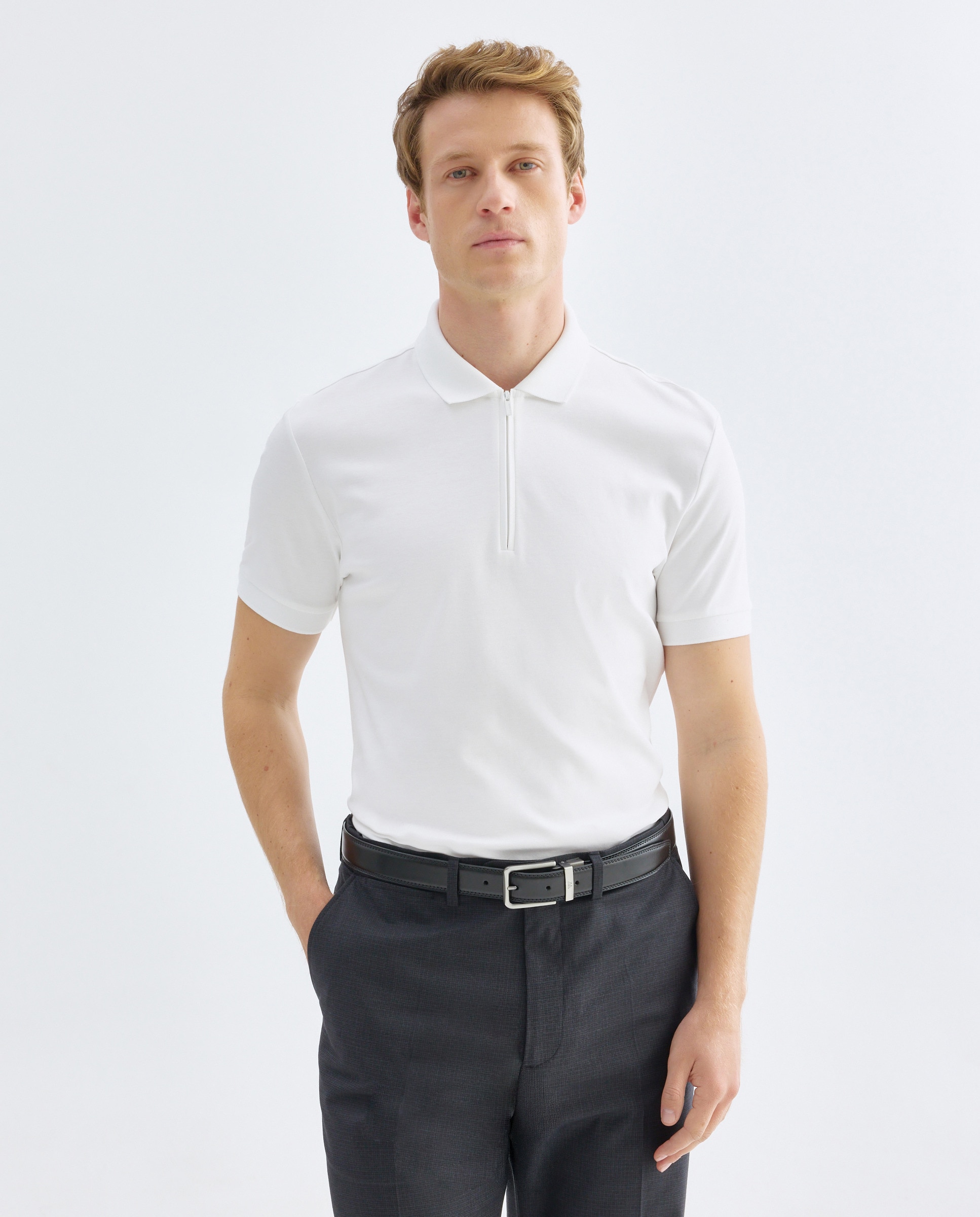 Polo de homem de manga curta Branco-2