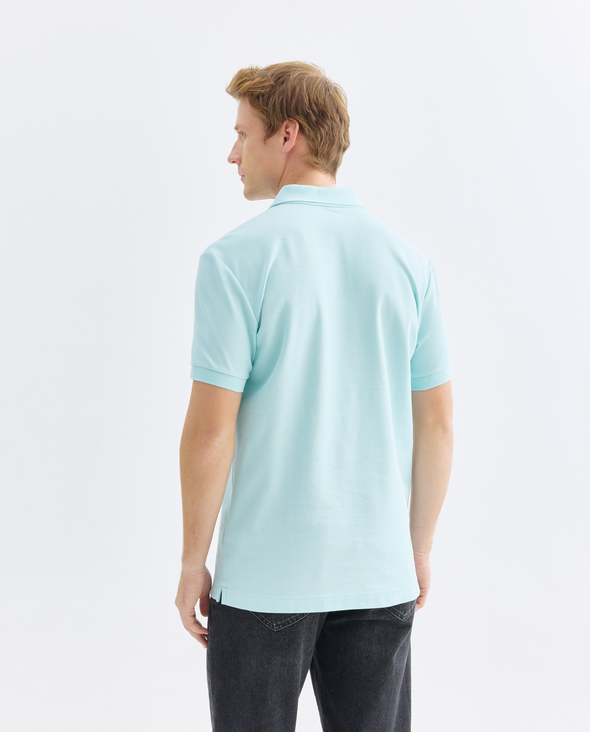 Polo de homem de manga curta Azul-3