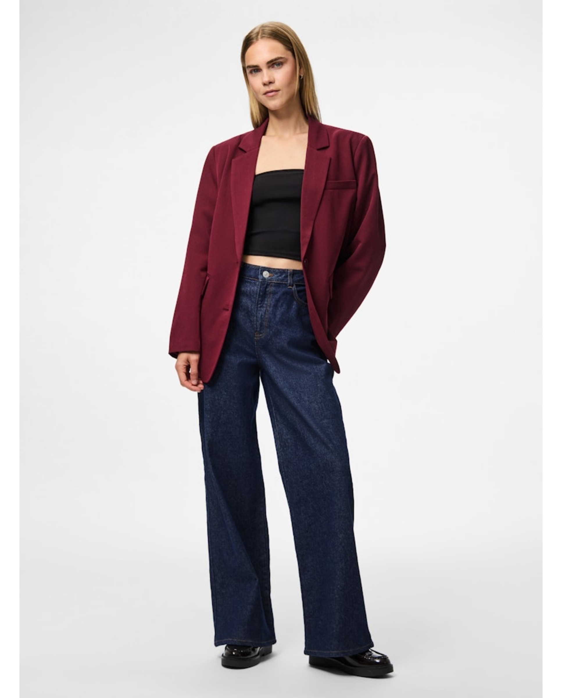 Blazer de Corte Largo Vermelho/Grená-5