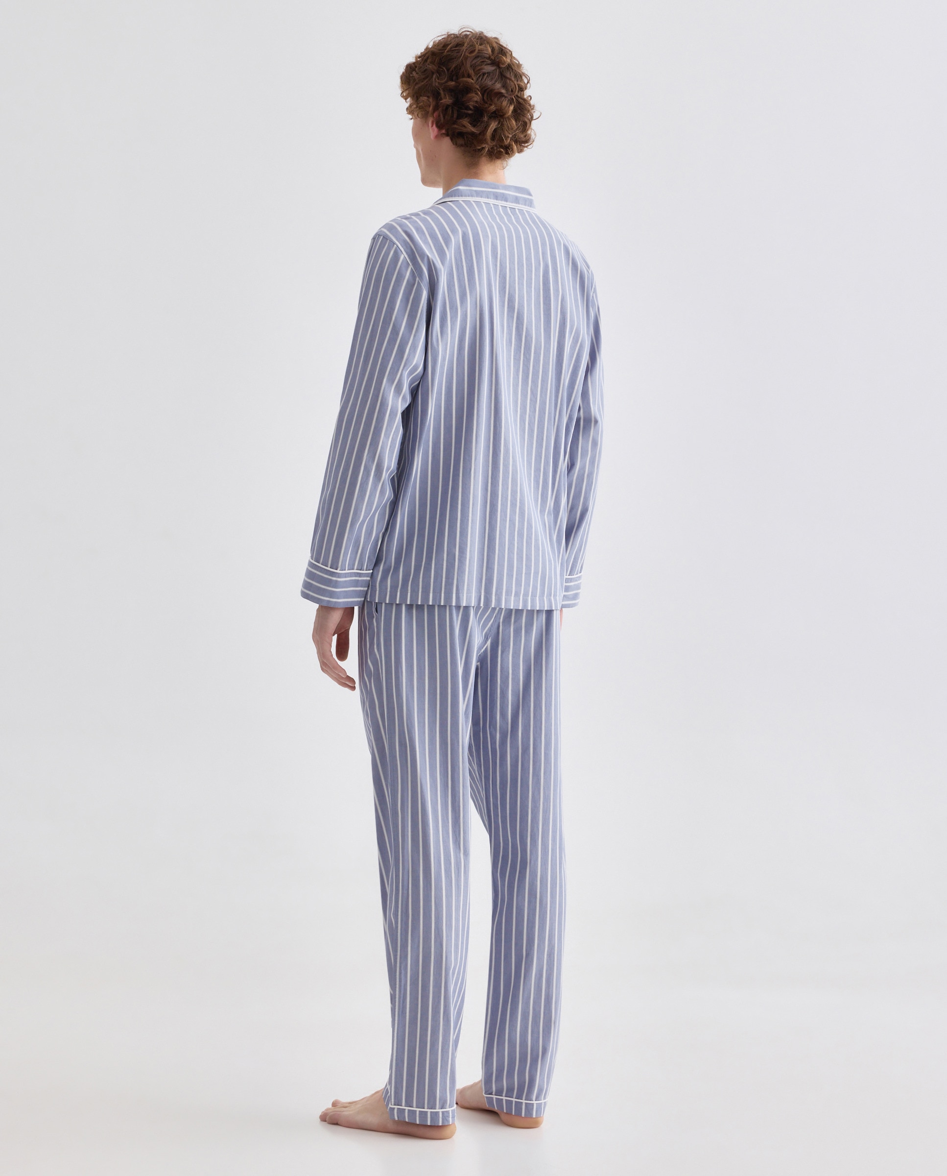 Pijama hombre algodón rayas Azul marino-2