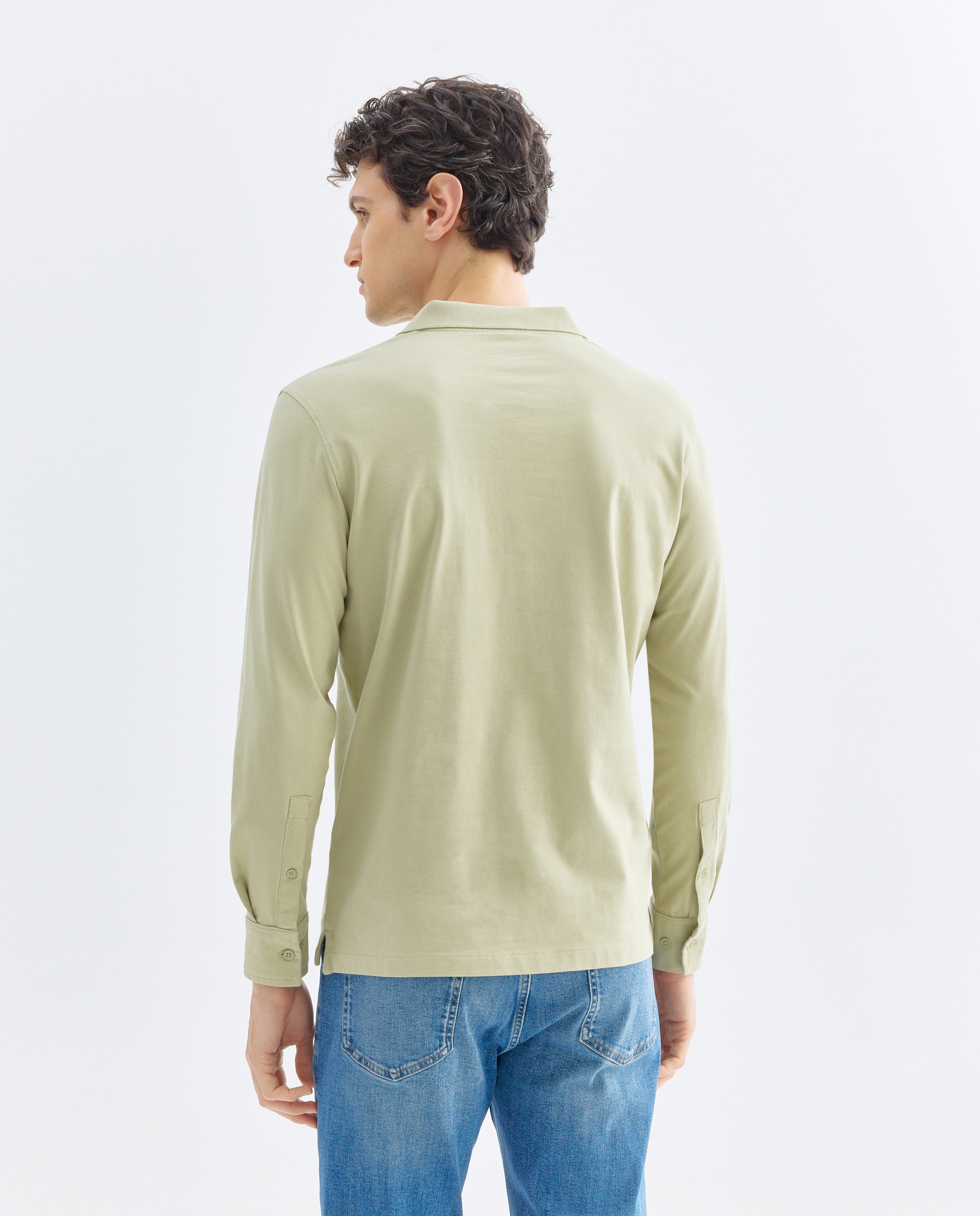 Polo de hombre liso jersey cuello rib 510 Verde claro-3