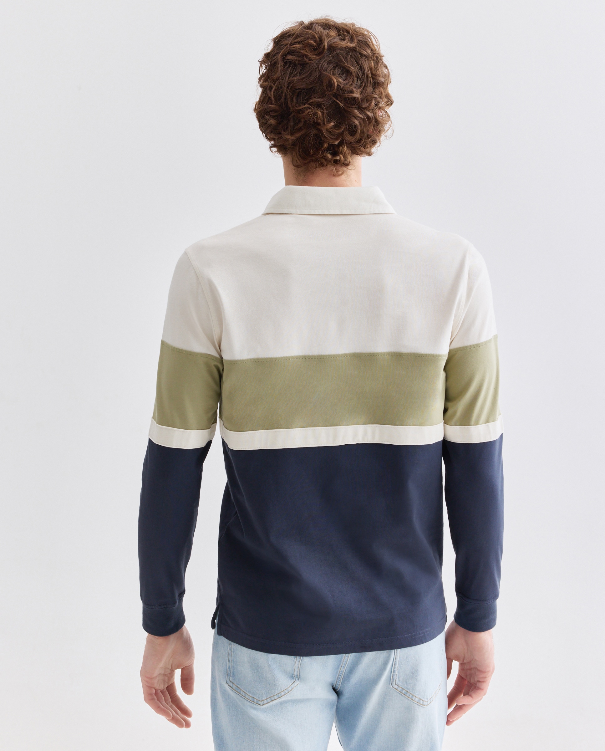 Polo de hombre rugby raya 510 Verde claro-3
