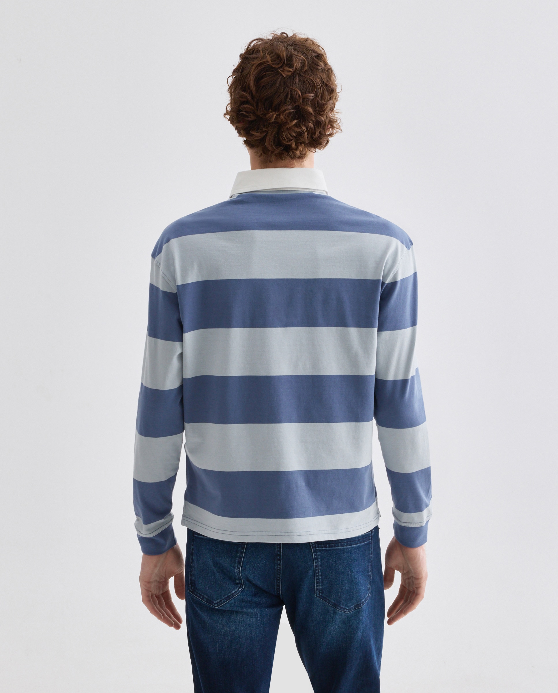 Polo de hombre rugby rayas anchas a tono 400 Azul-3