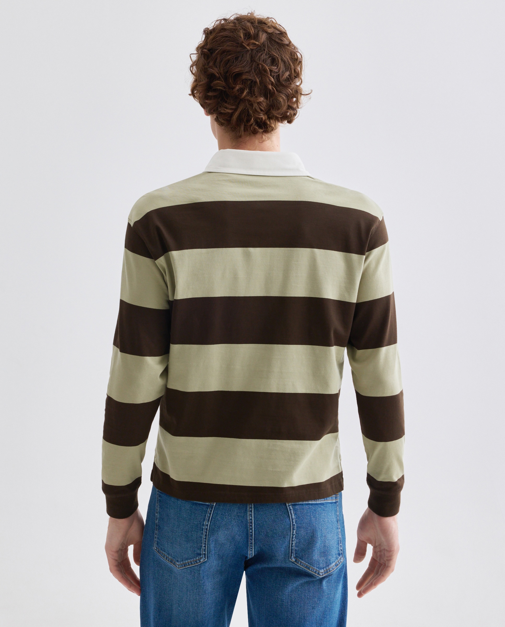 Polo de hombre rugby rayas anchas a tono 530 Verde oscuro-3