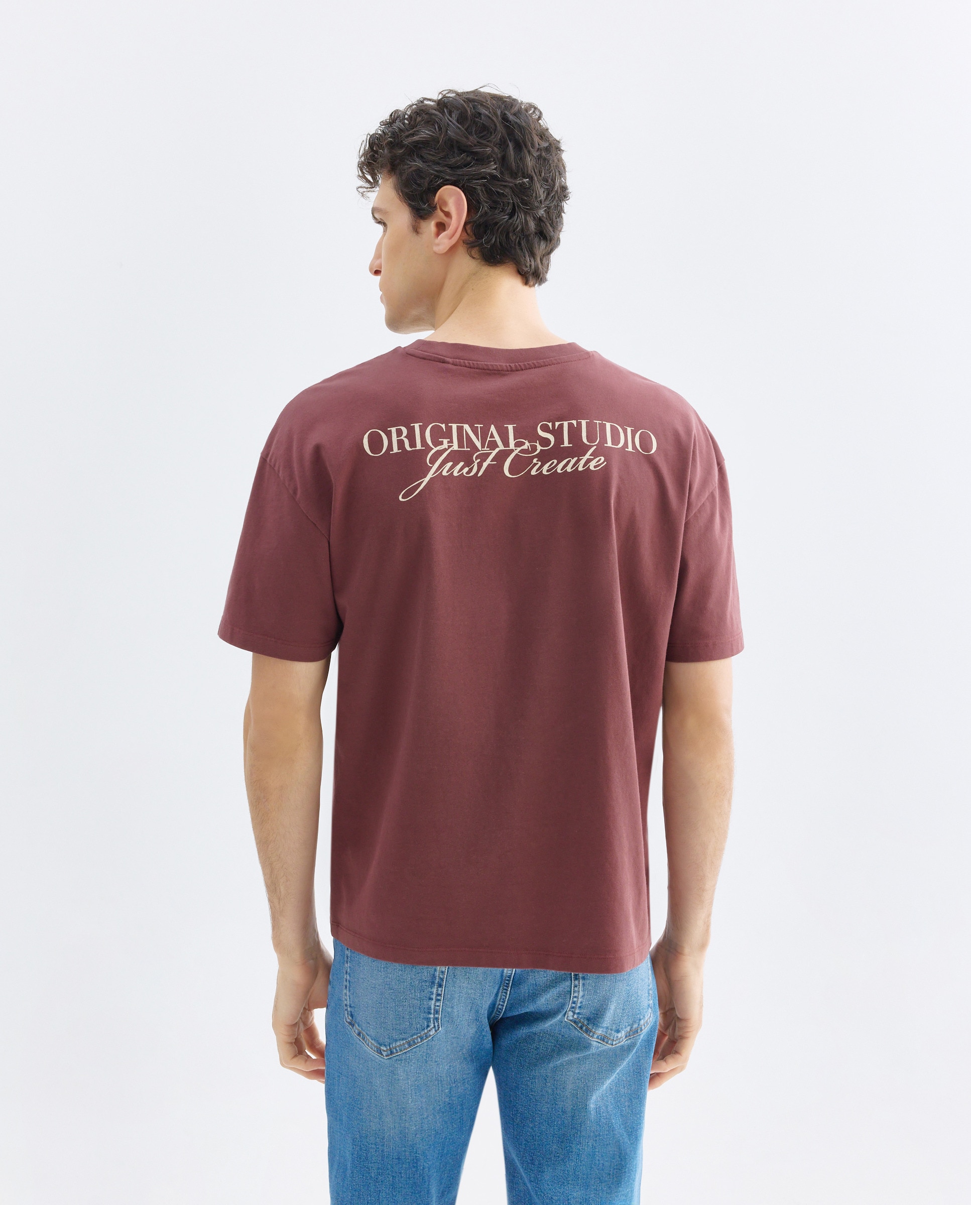 Camiseta de hombre manga corta ORIGINAL STUDIO Burdeos-3