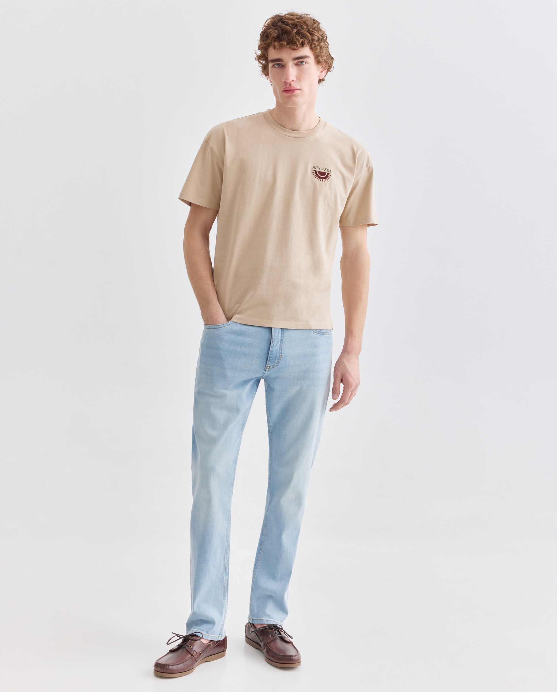 Camiseta de hombre manga corta SUN to SEA Beige-2