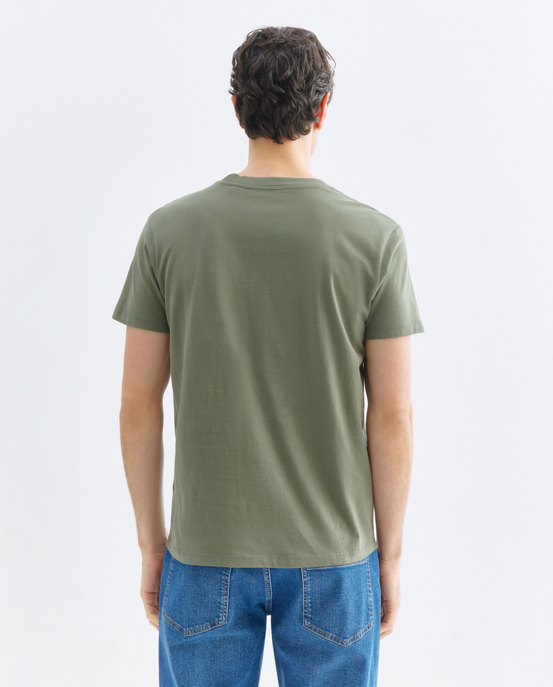 Camiseta de hombre manga corta cuello caja lisa 520 Kaki-3
