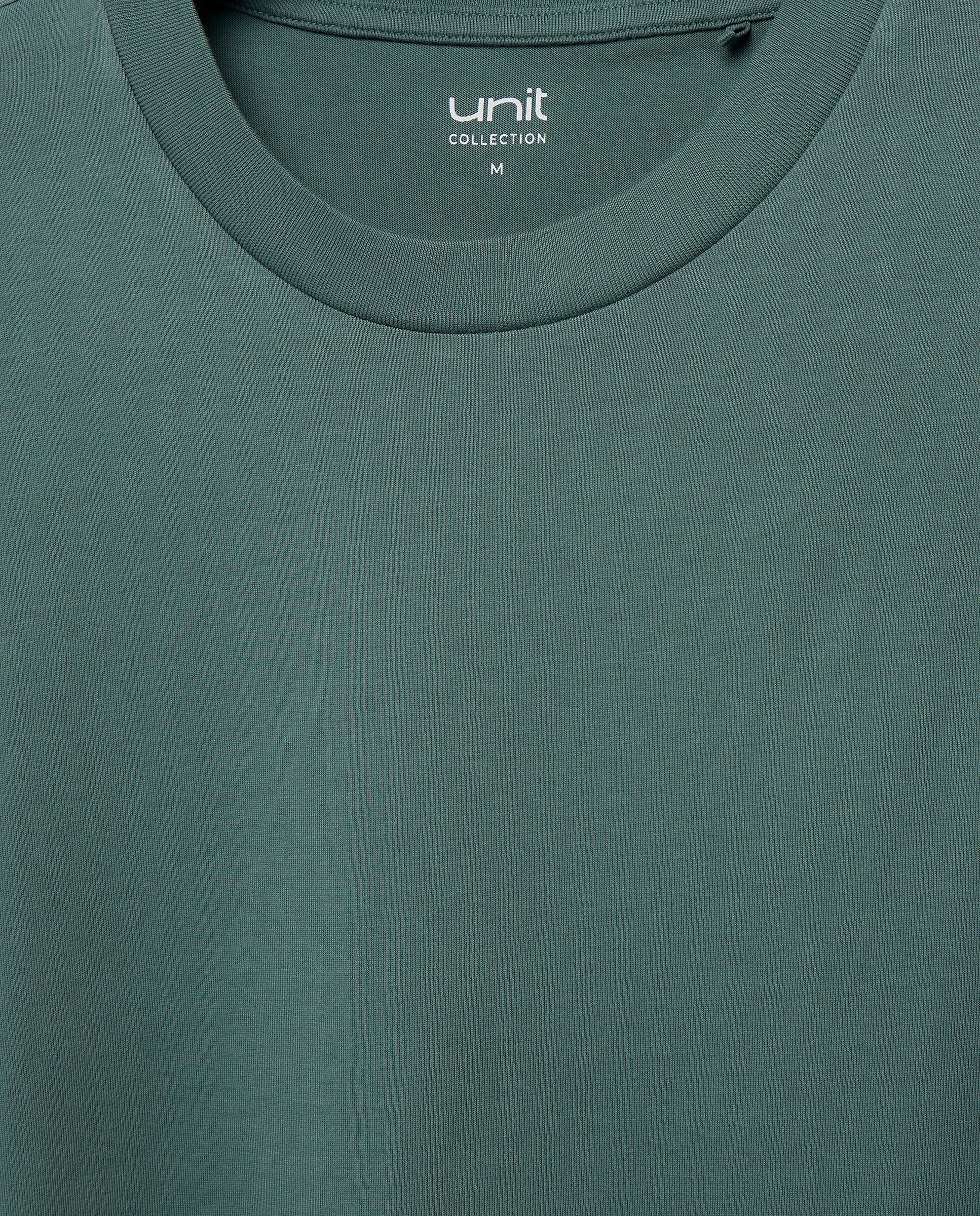 Camiseta de hombre manga corta cuello caja lisa Verde-5