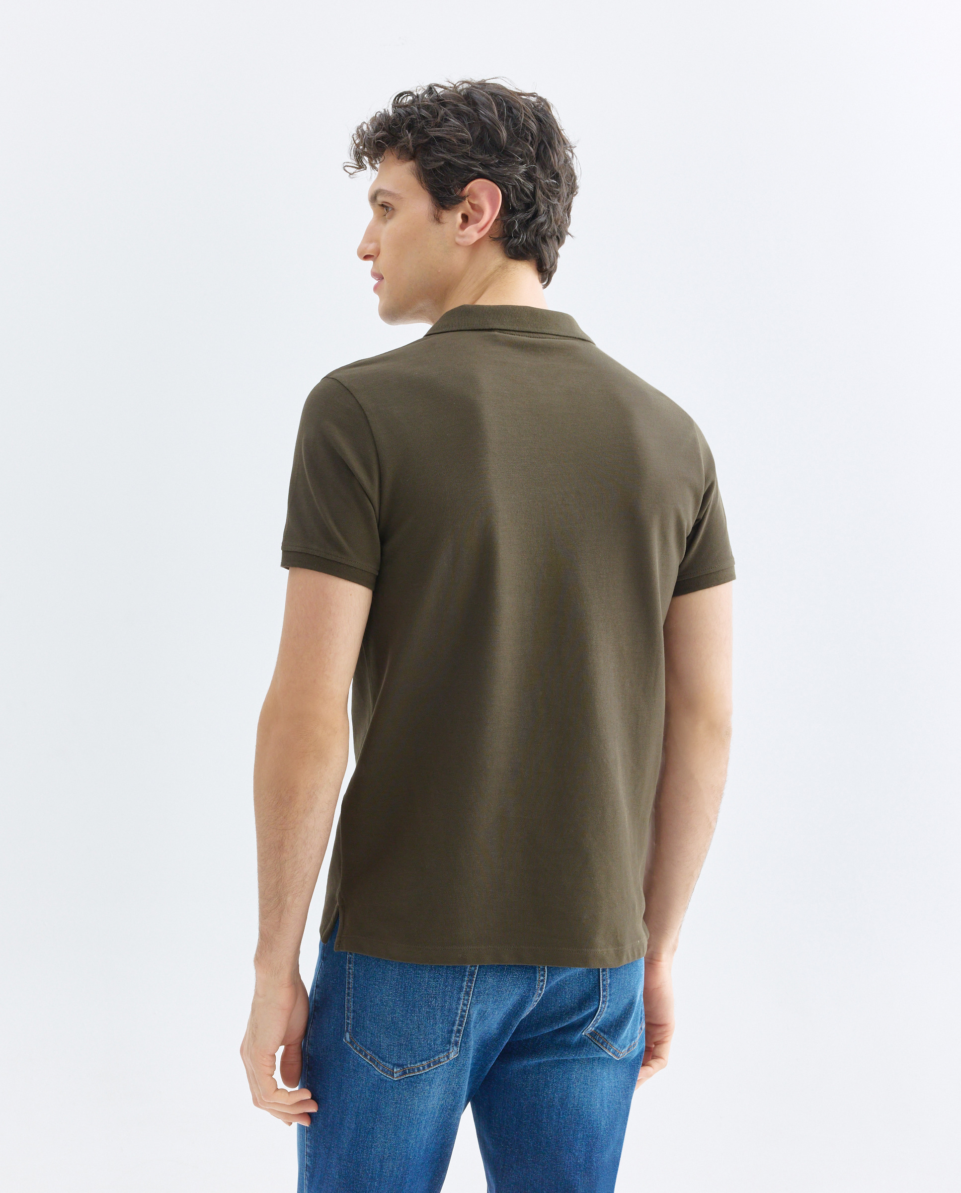 Polo de hombre manga corta pique liso 530 Verde oscuro-3