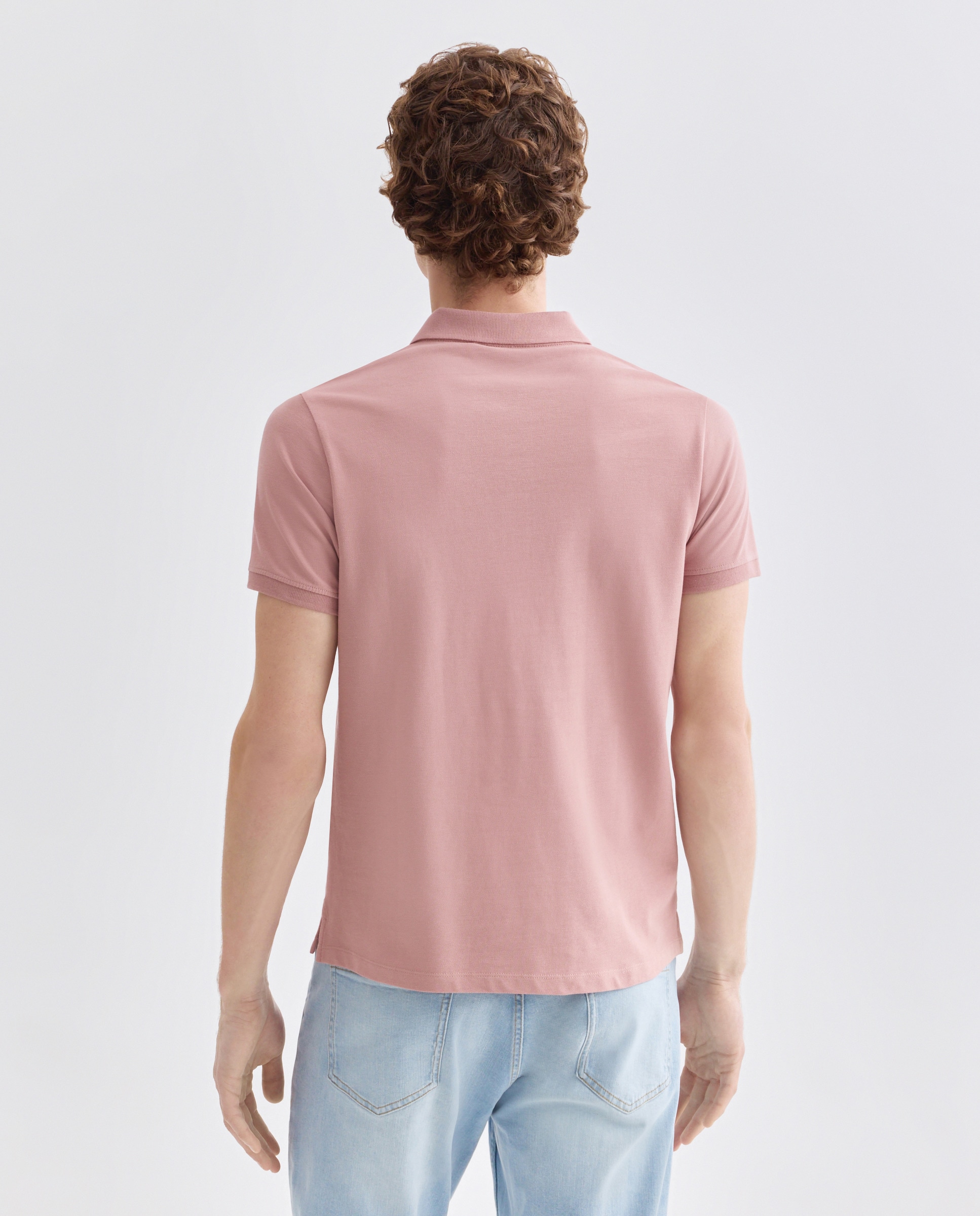 Polo de hombre manga corta pique liso 200 Rosa-3