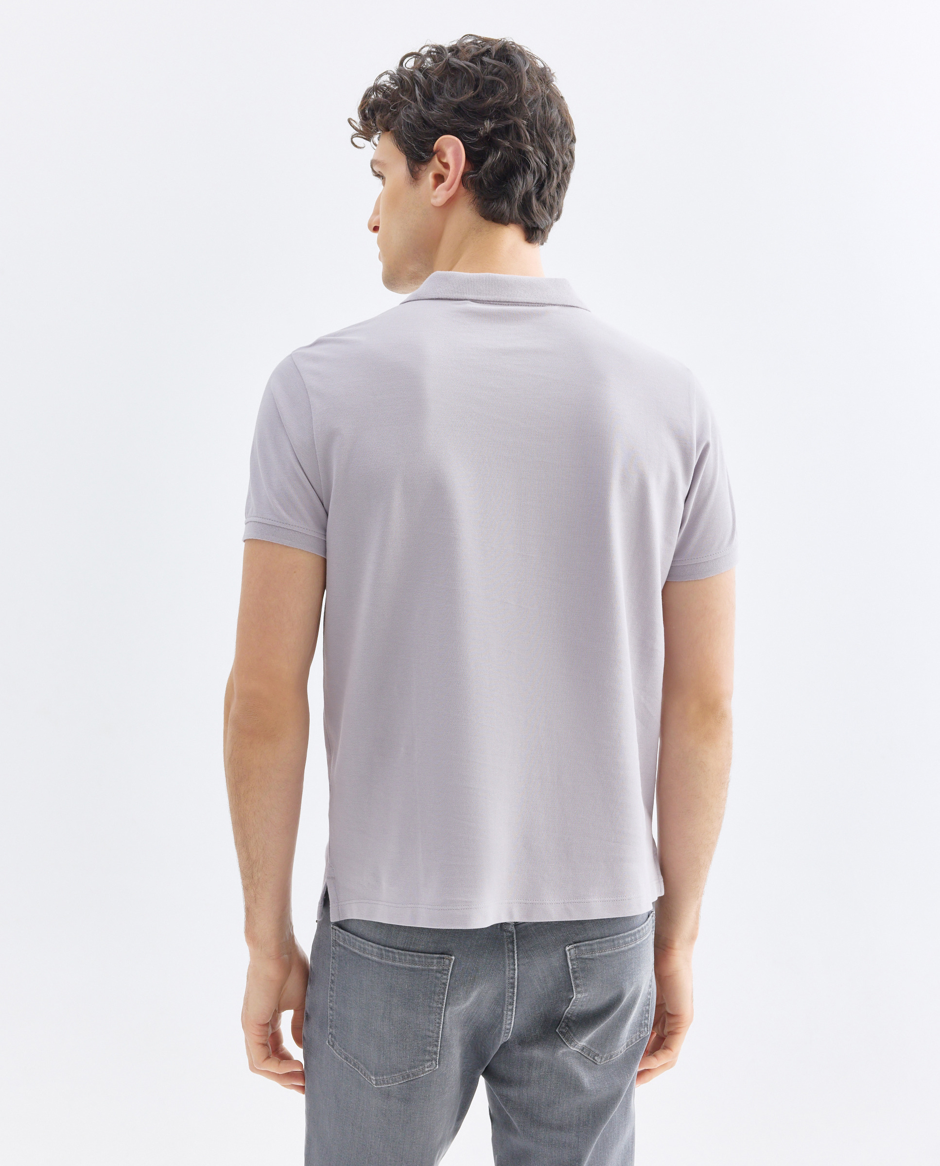 Polo de hombre manga corta pique liso 283 Lavanda-3