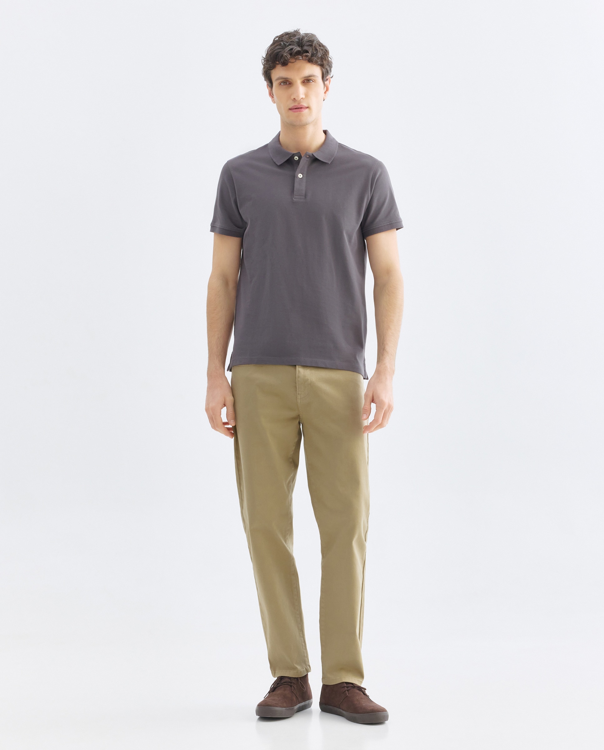 Polo de hombre manga corta pique liso 820 Gris medio-2