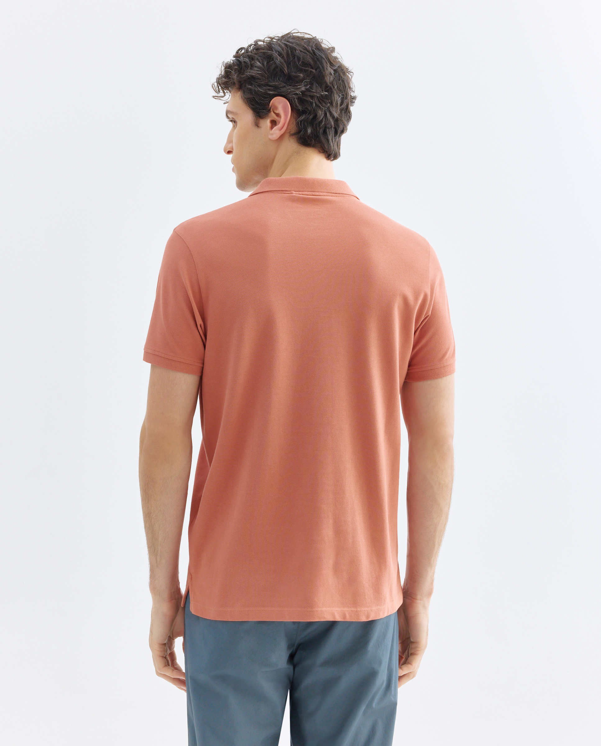 Polo de hombre manga corta pique liso 600 Rojo-3