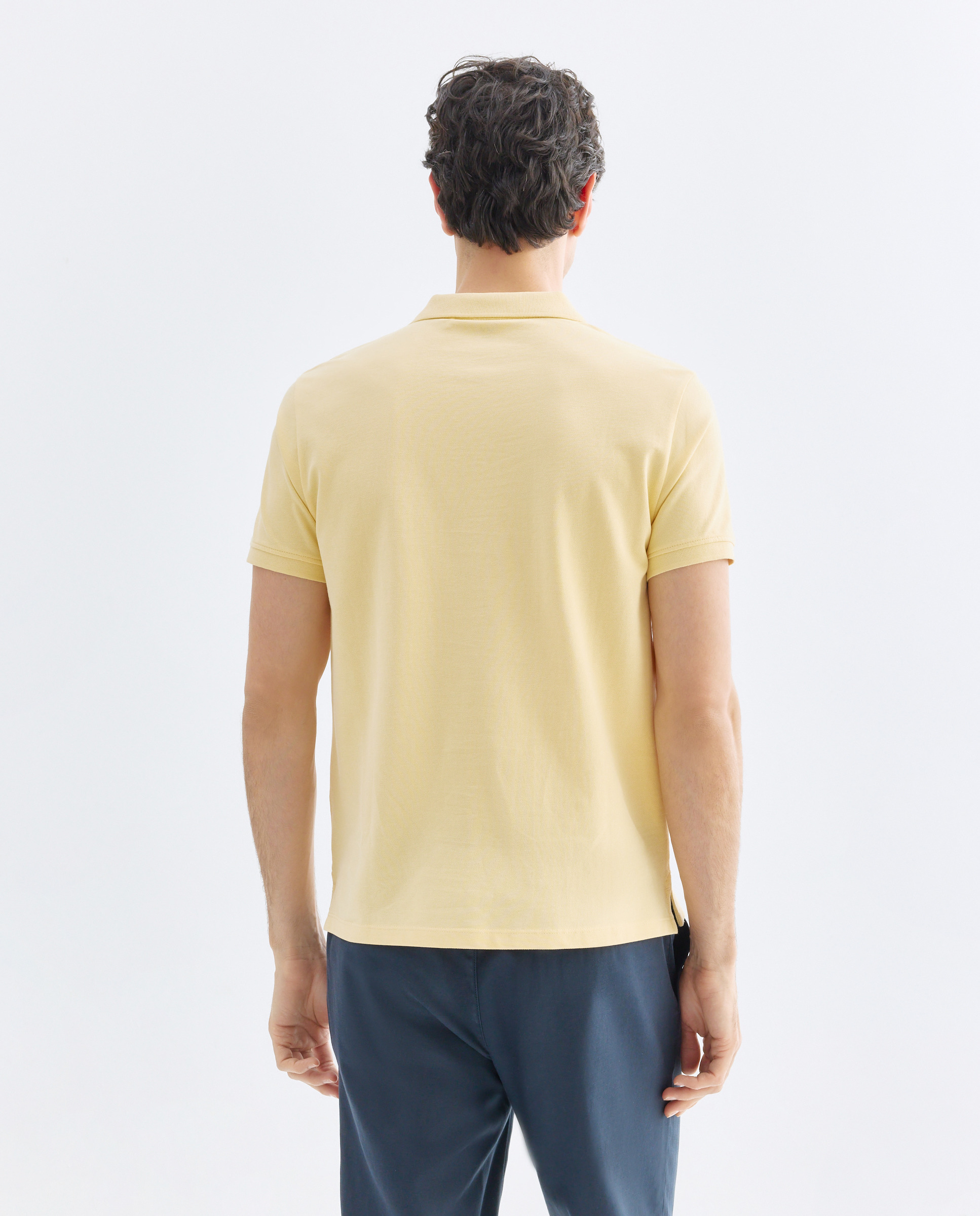 Polo de hombre manga corta pique liso 310 Amarillo claro-3
