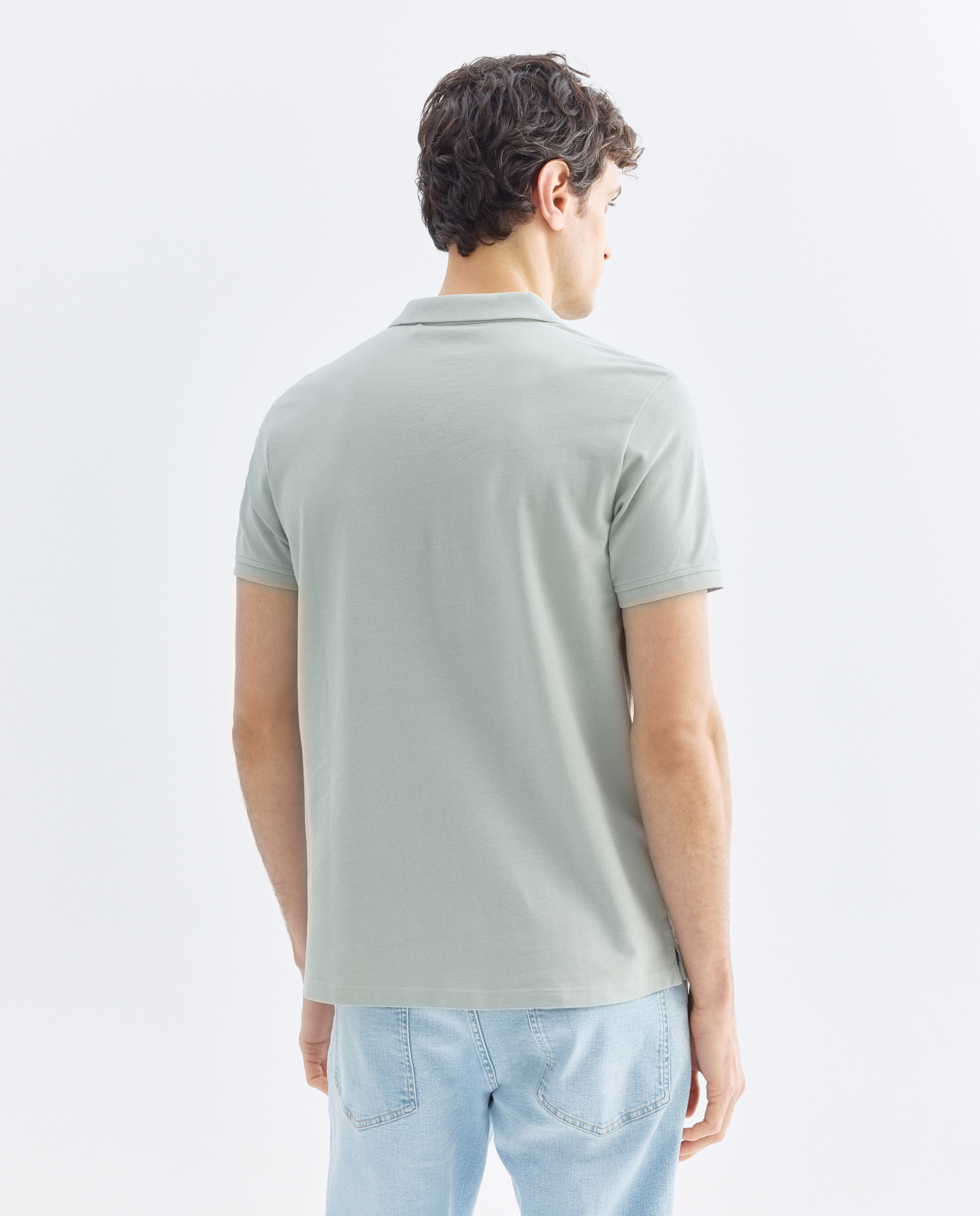 Polo de hombre manga corta pique liso 510 Verde claro-3