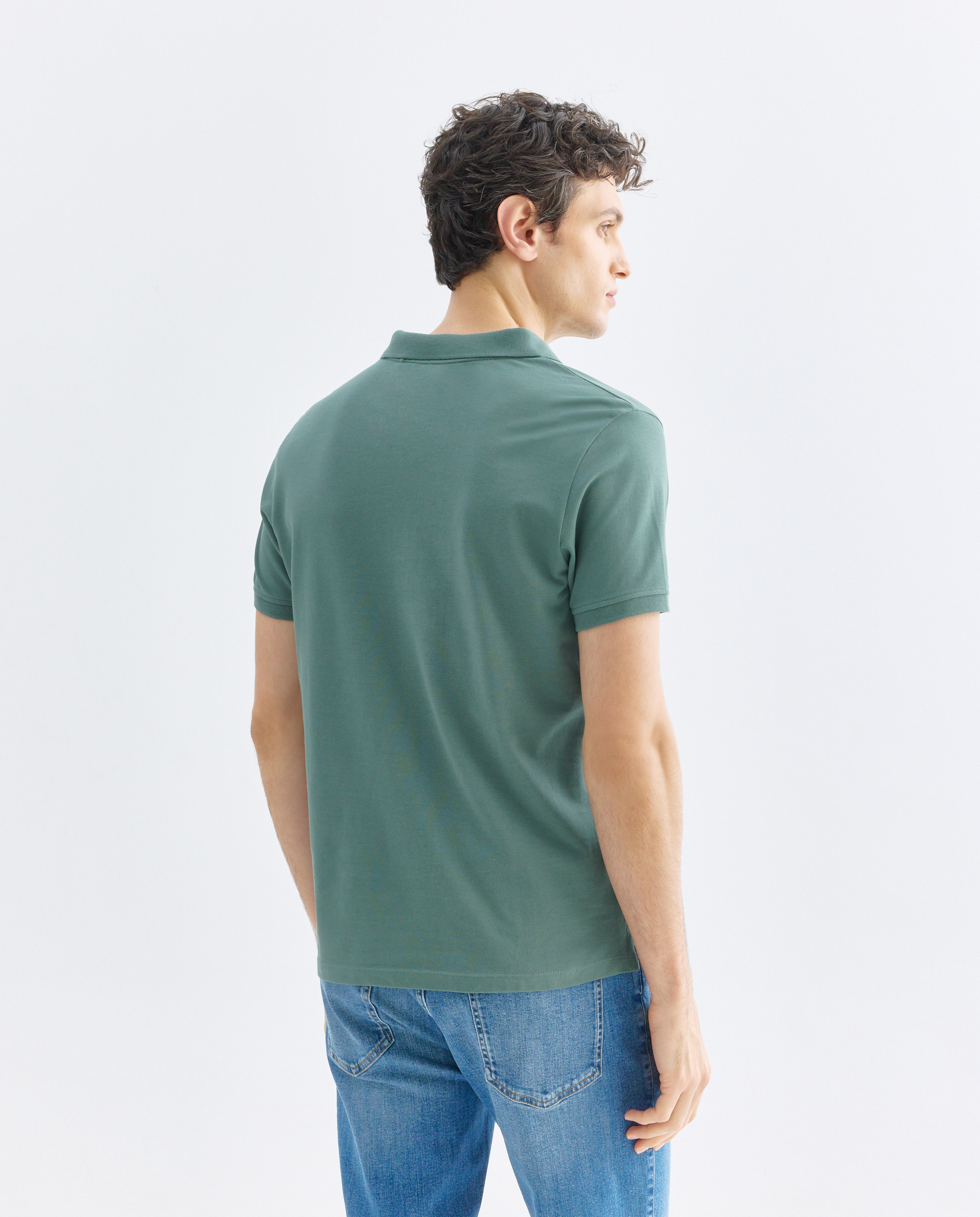 Polo de hombre manga corta pique liso Verde-3