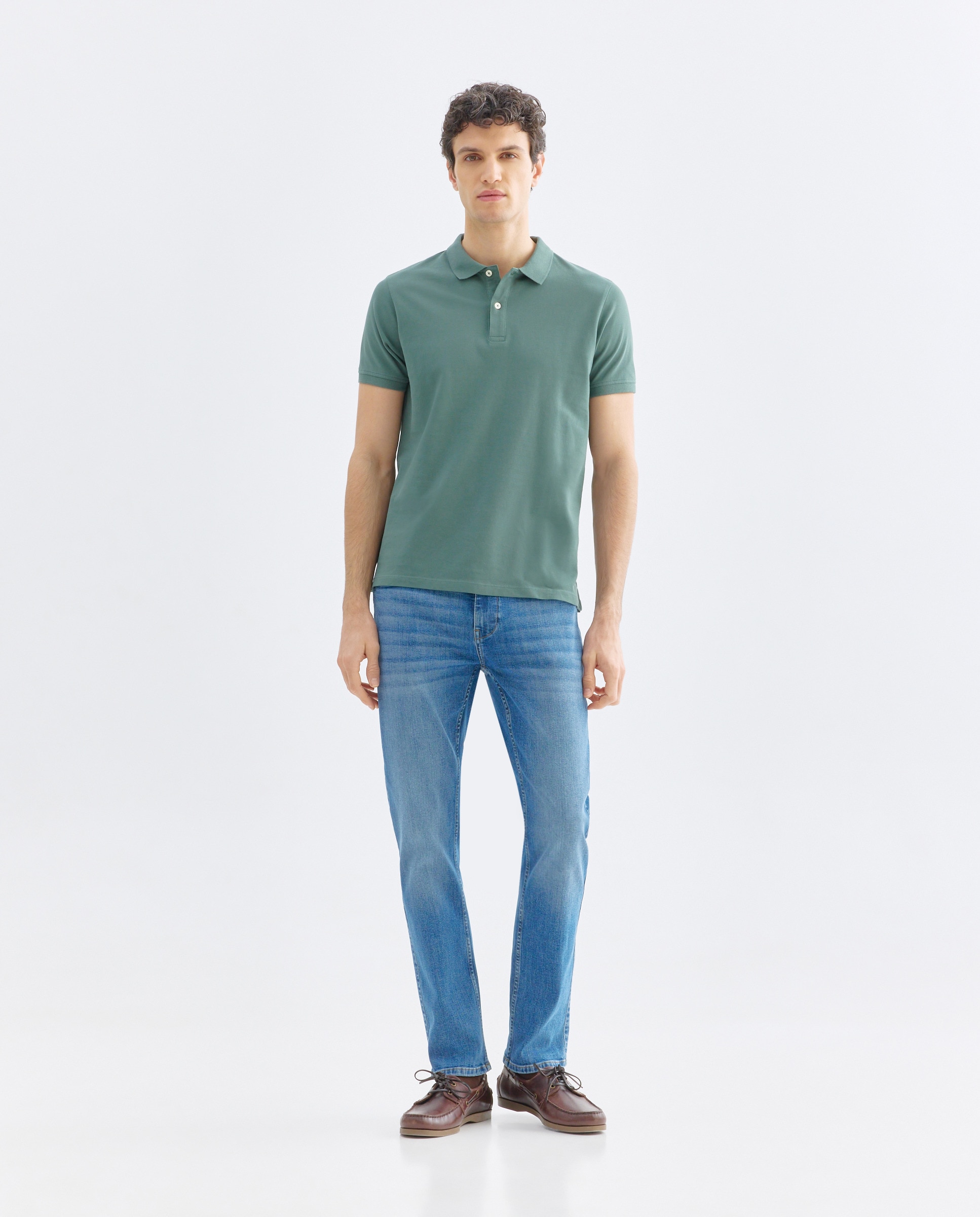 Polo de hombre manga corta pique liso Verde-2