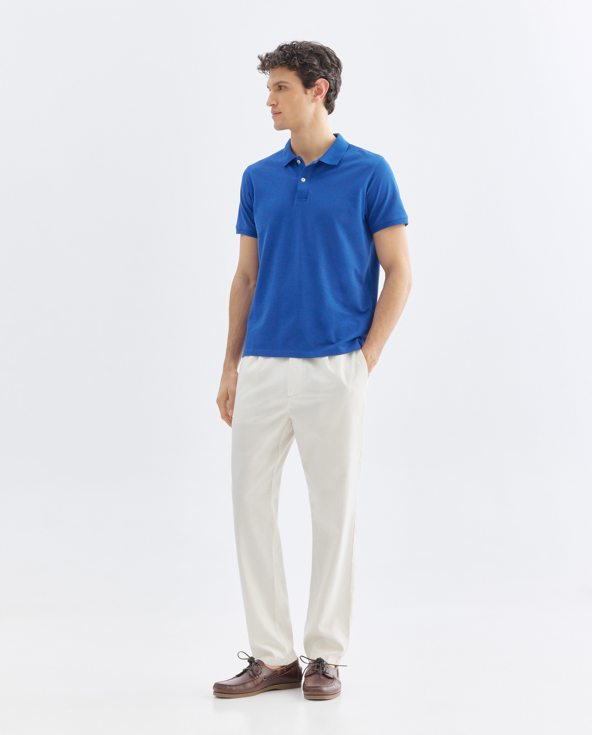Polo de hombre manga corta pique liso 440 Azulón-2