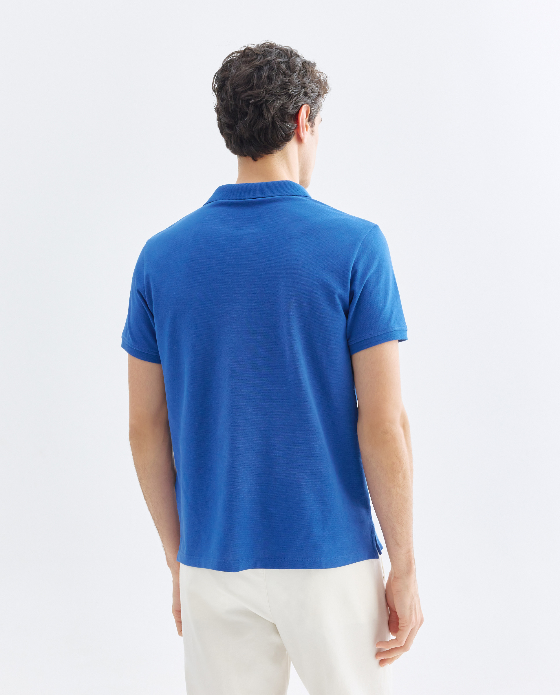 Polo de hombre manga corta pique liso 440 Azulón-3