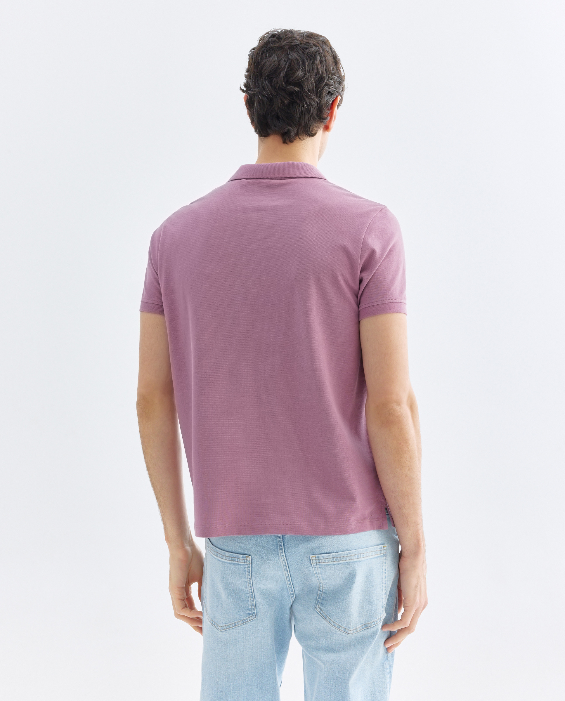 Polo de hombre manga corta pique liso 282 Malva-3