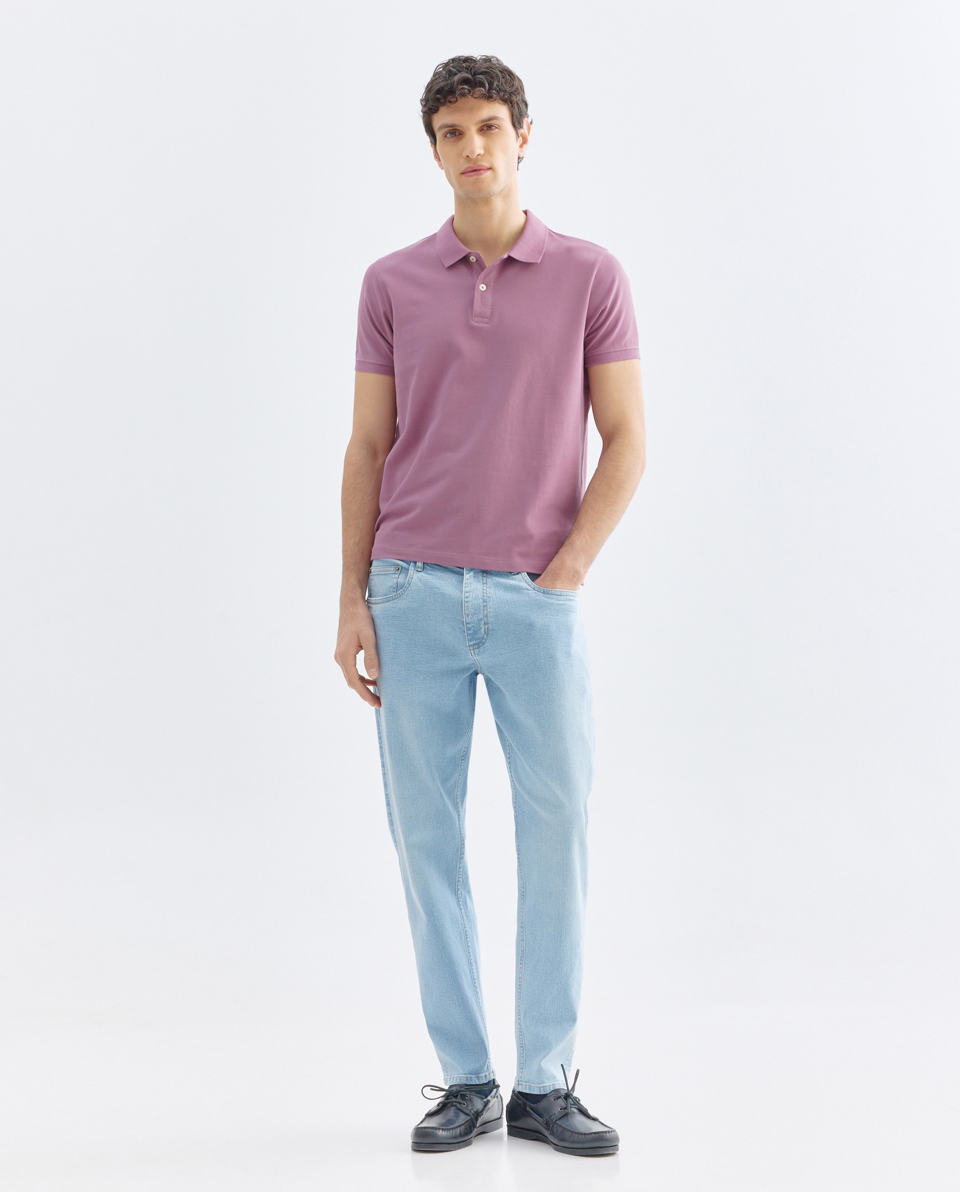 Polo de hombre manga corta pique liso 282 Malva-2