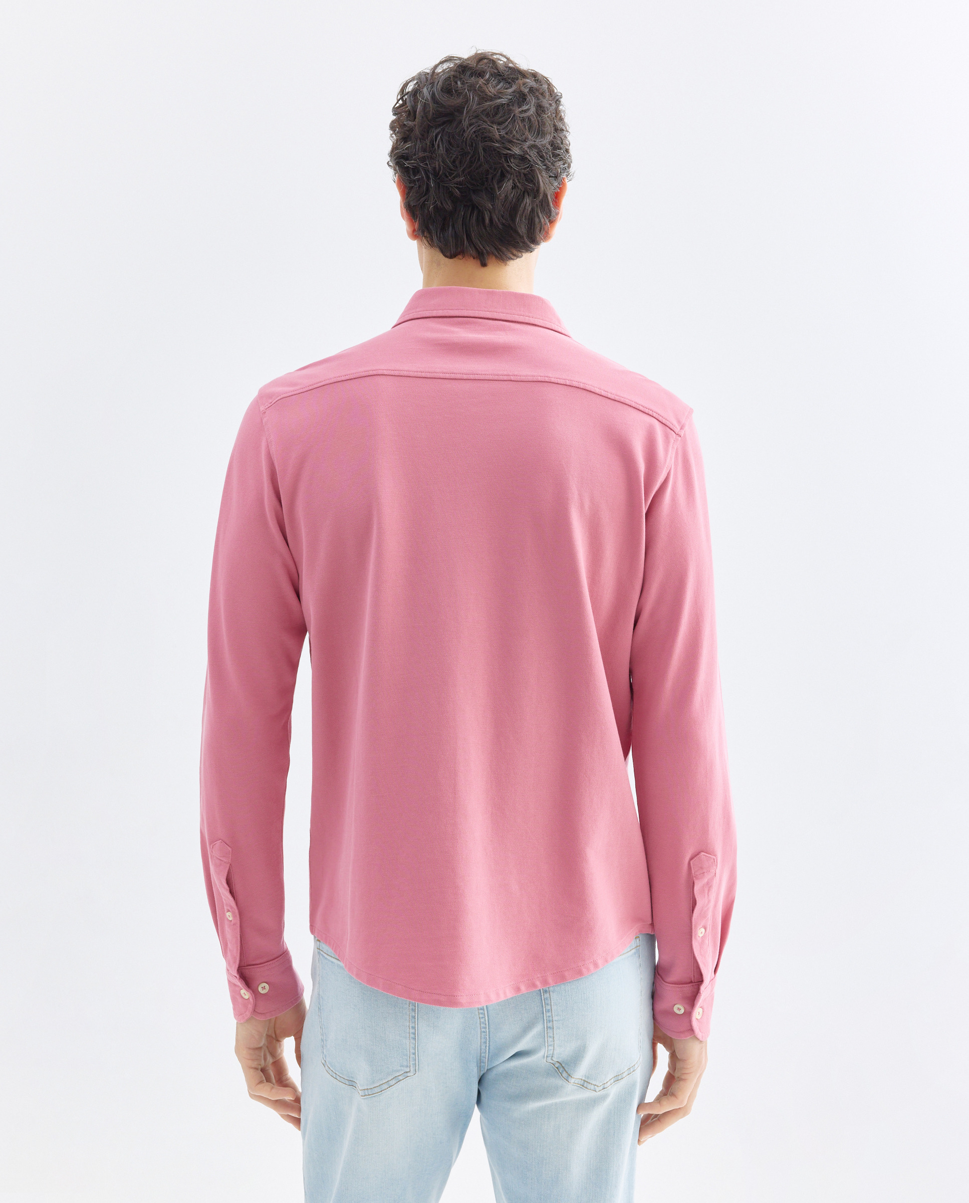 Camisa sport hombre pique lisa 230 Rosa oscuro-3