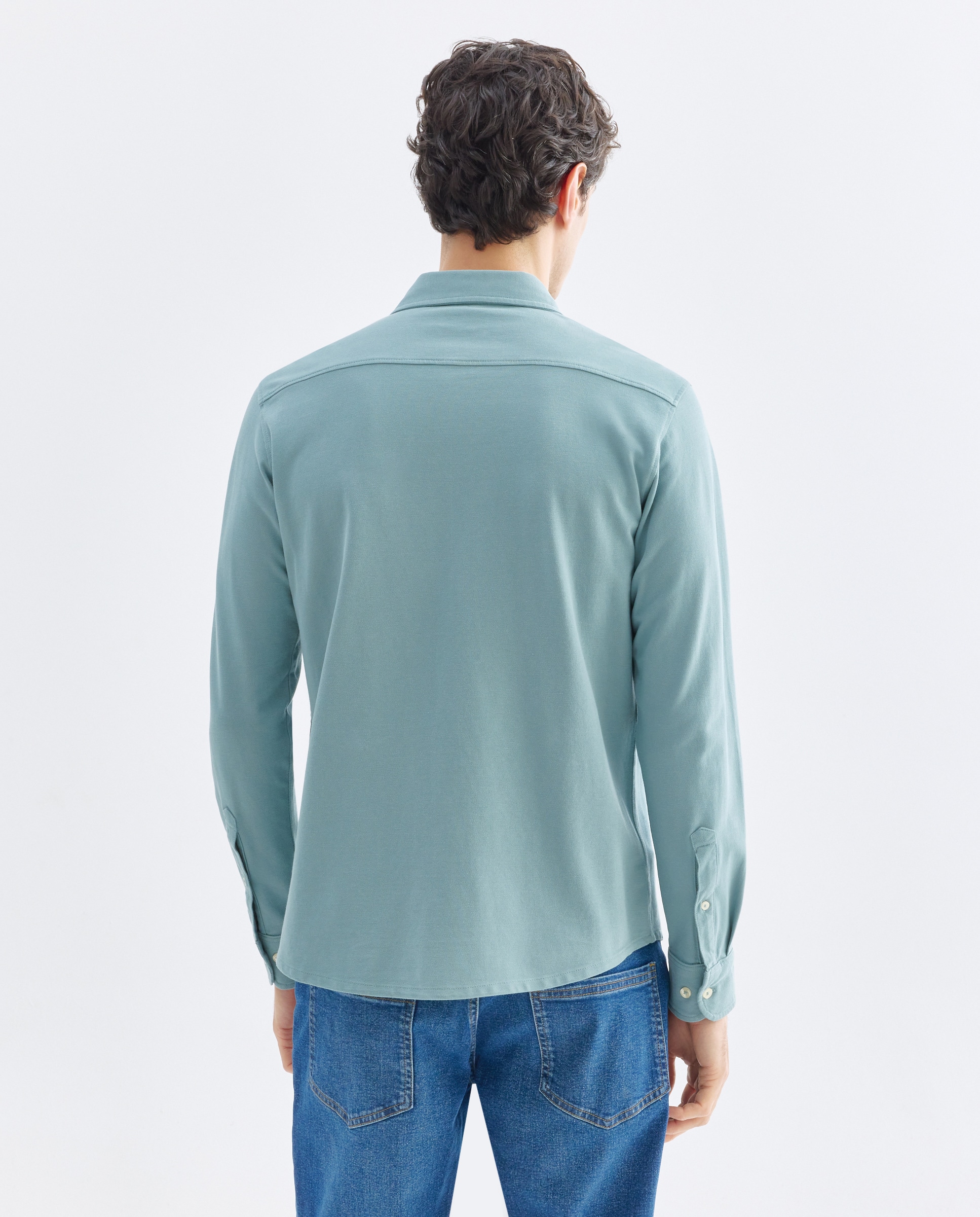 Camisa sport hombre pique lisa Verde Pato-3