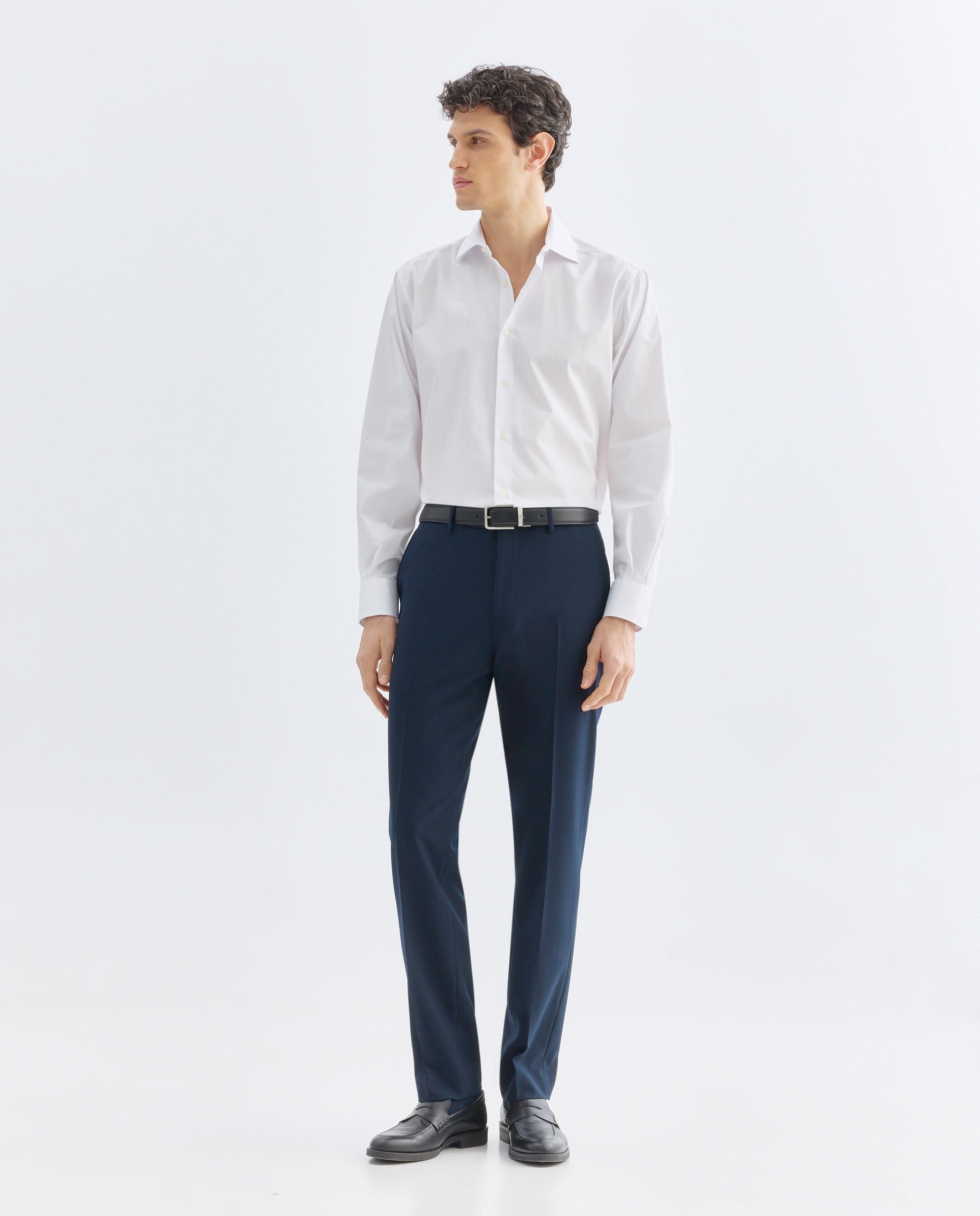 Camisa vestir hombre lisa classic fit Blanco-2