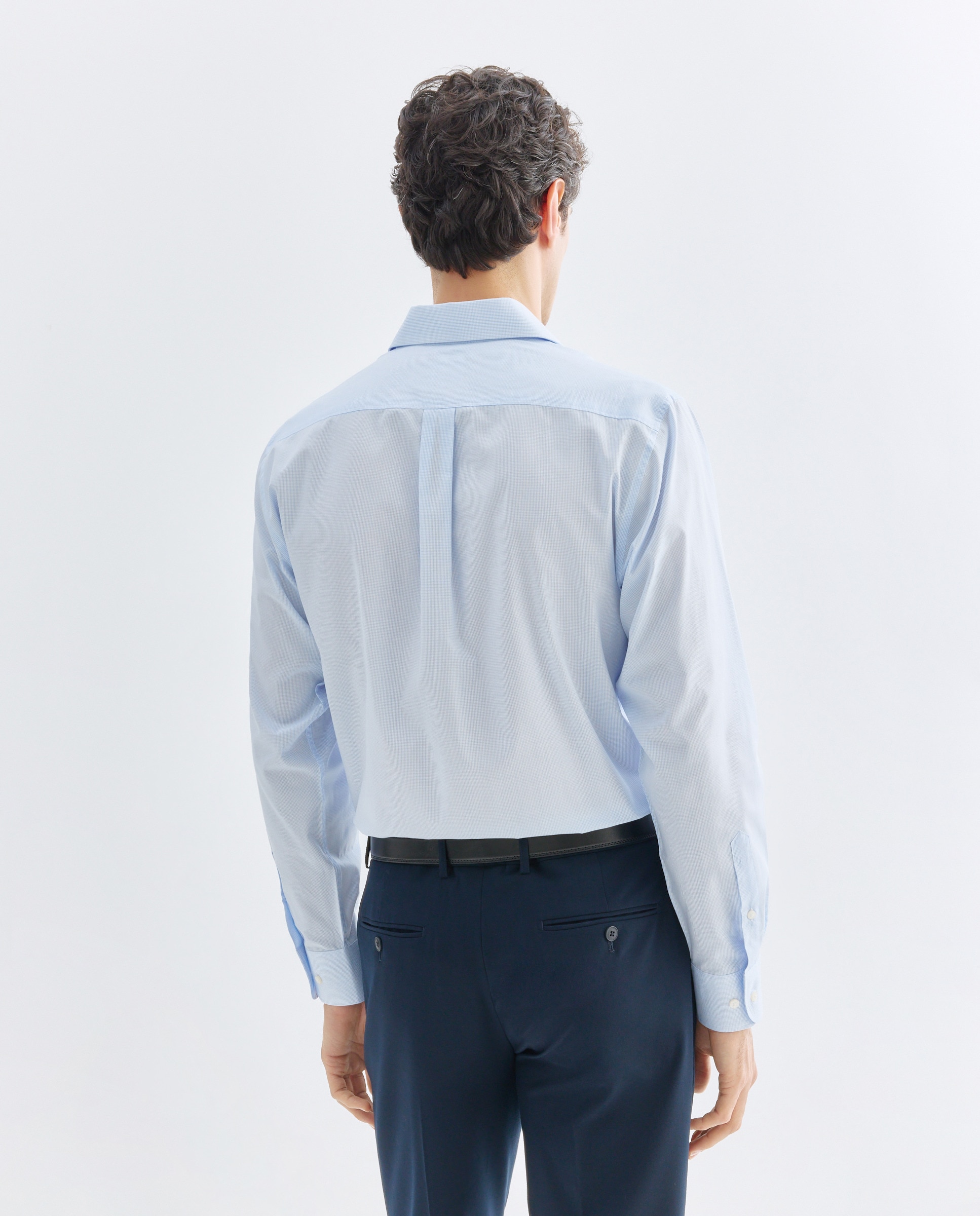 Camisa vestir hombre mini cuadro classic fit 410 Azul claro-3
