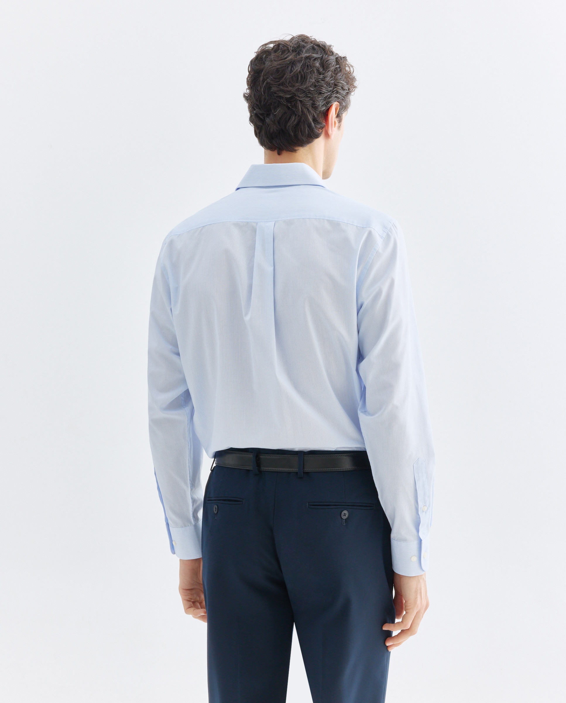 Camisa vestir hombre rayas classic fit 410 Azul claro-3